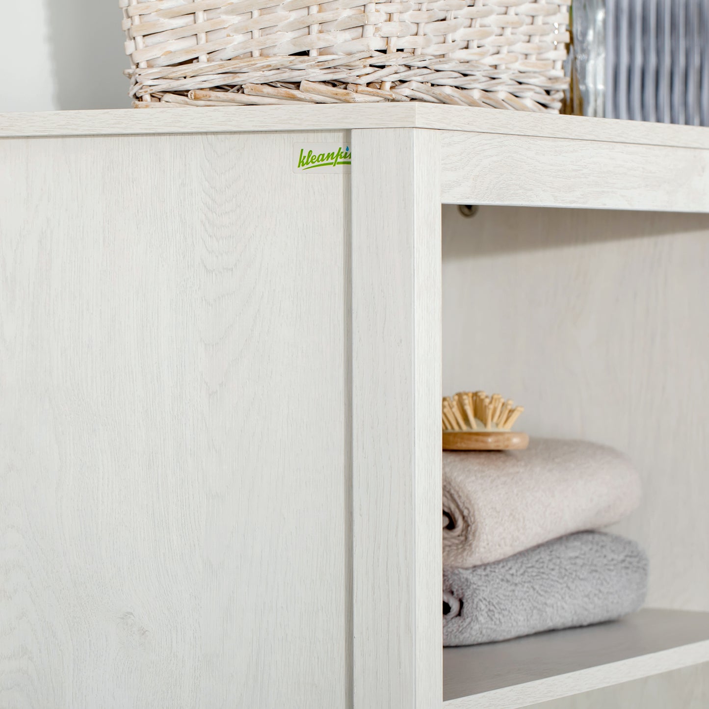 Tall Bathroom Storage Cabinet with 3 Tier Shelf, Glass Door Cupboard, Freestanding Linen Tower with Adjustable Shelves, Antique White