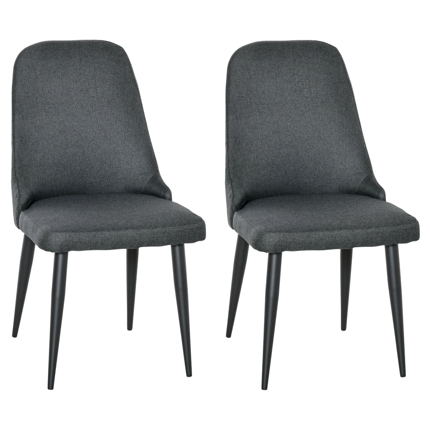 Modern Dining Chair Set of 2, Fabric Upholstered Side Chairs for Kitchen Living Room with Metal Legs, Charcoal Grey