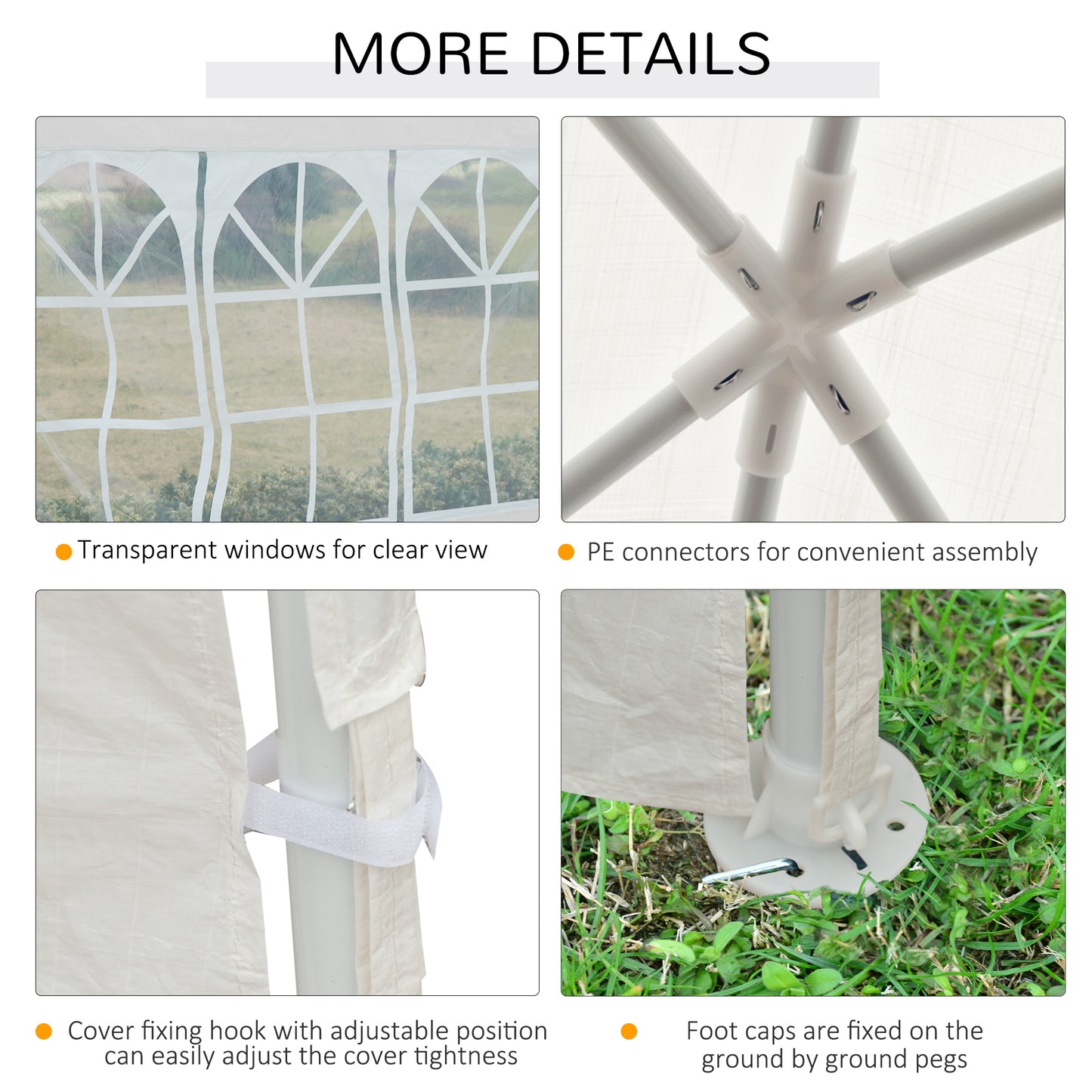 10' x 29' Party Tent Canopy Tent with Sidewalls and Large Transparent Windows for Garden, Backyard, Outdoor, White