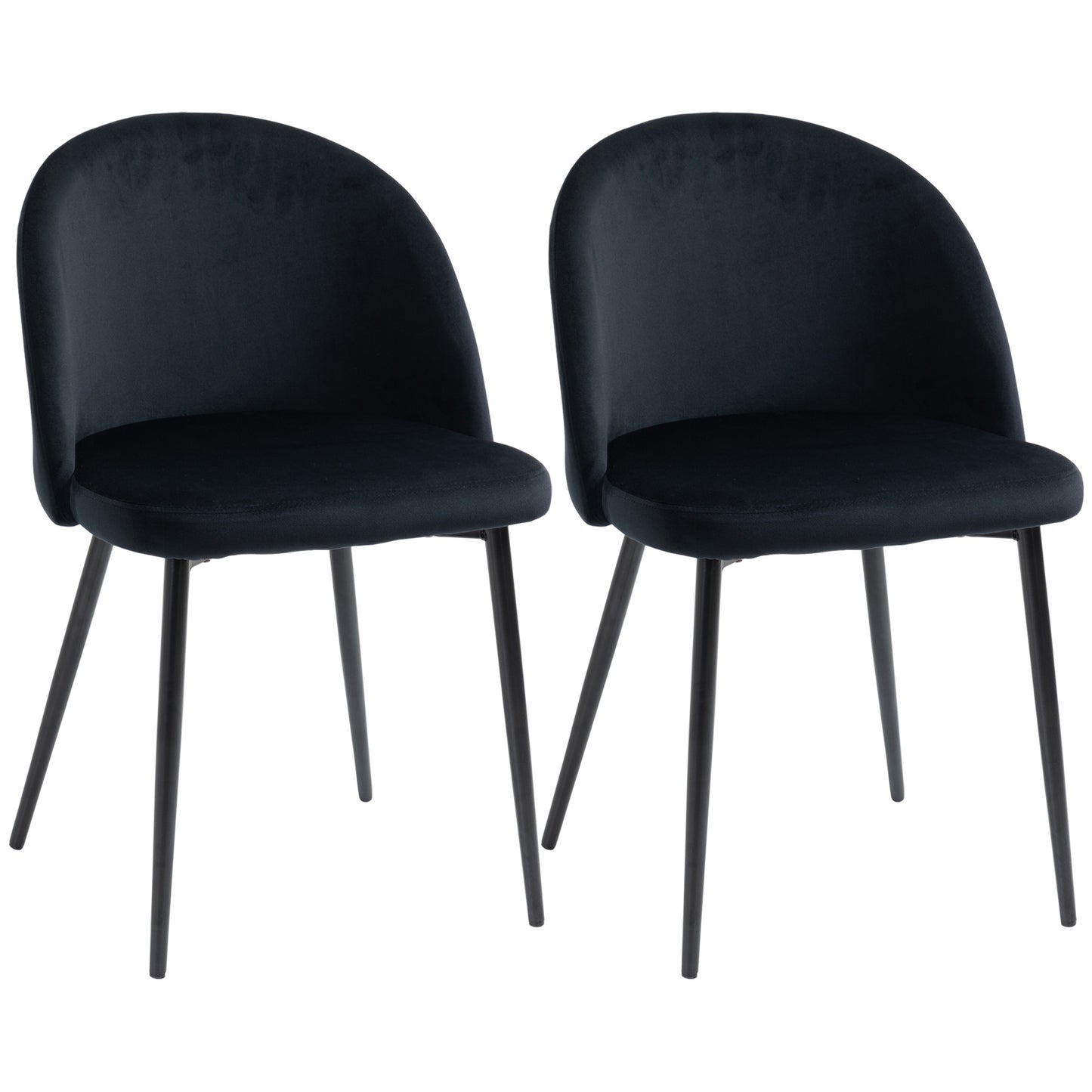 Set of 2 Modern Dining Chairs, Mid-Back Velvet-touch Upholstery Side Chair Table Chair for Living Room Dining Room, Black