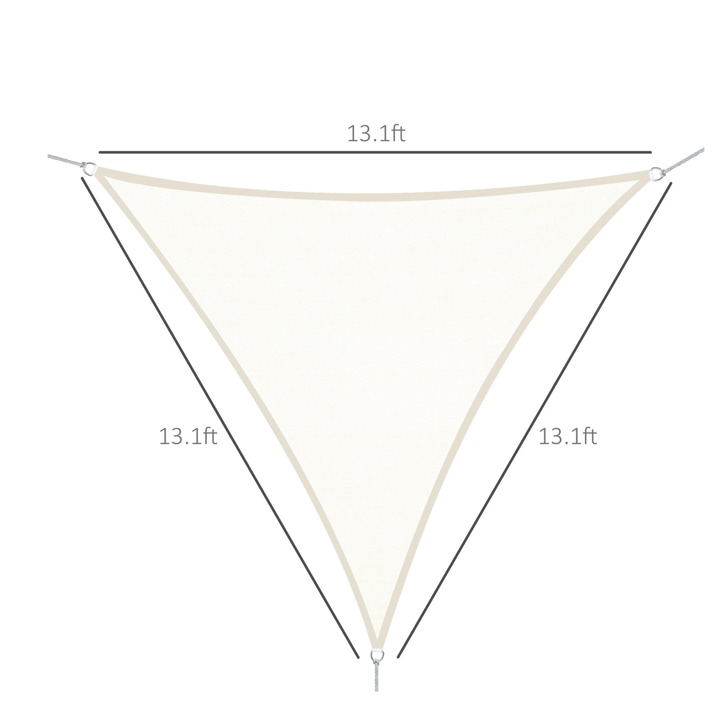 Outsunny Triangle 13x13x13ft Sun Sail Shade Garden UV Block Sunshade Outdoor Canopy Patio Lawn Shelter Cream White