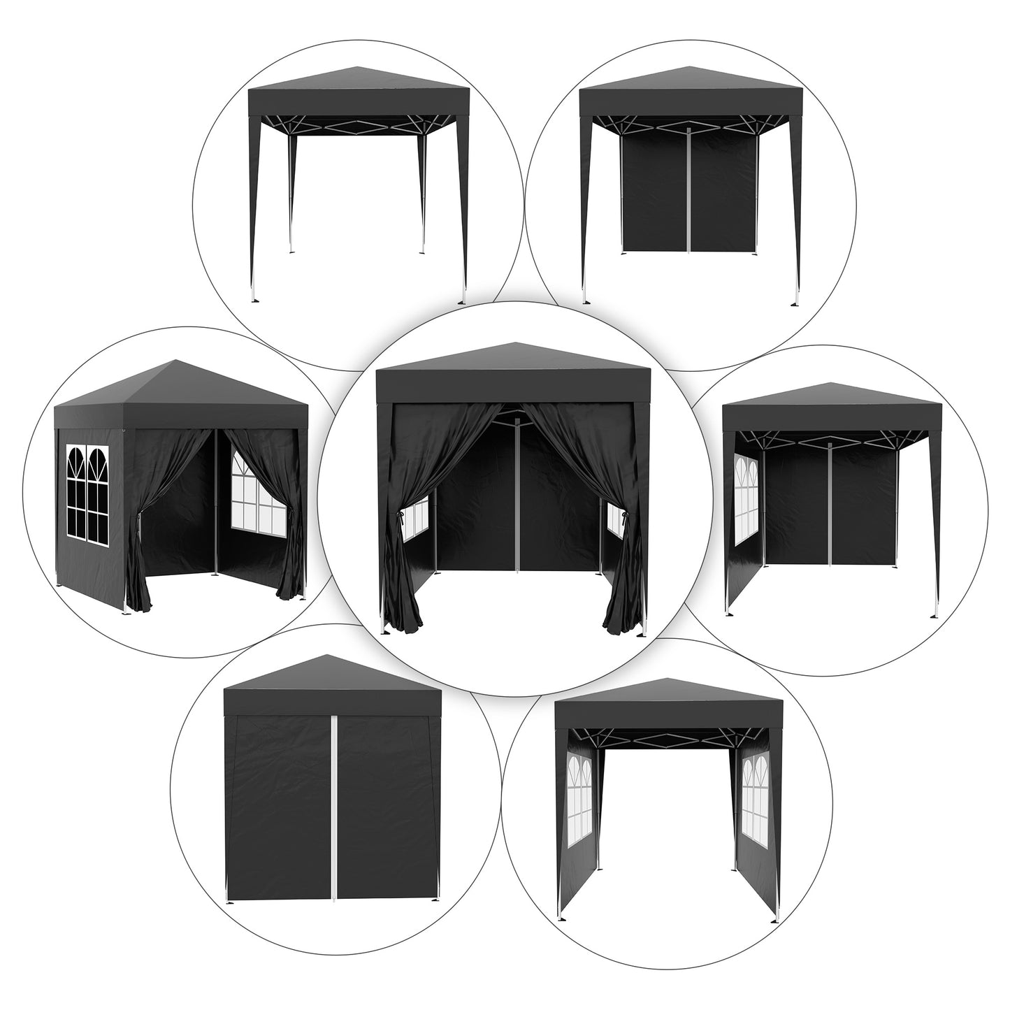 Outsunny 6.6x6.6ft Pop Up Party Tent Outdoor Folding Gazebo Canopy with Side Walls Black