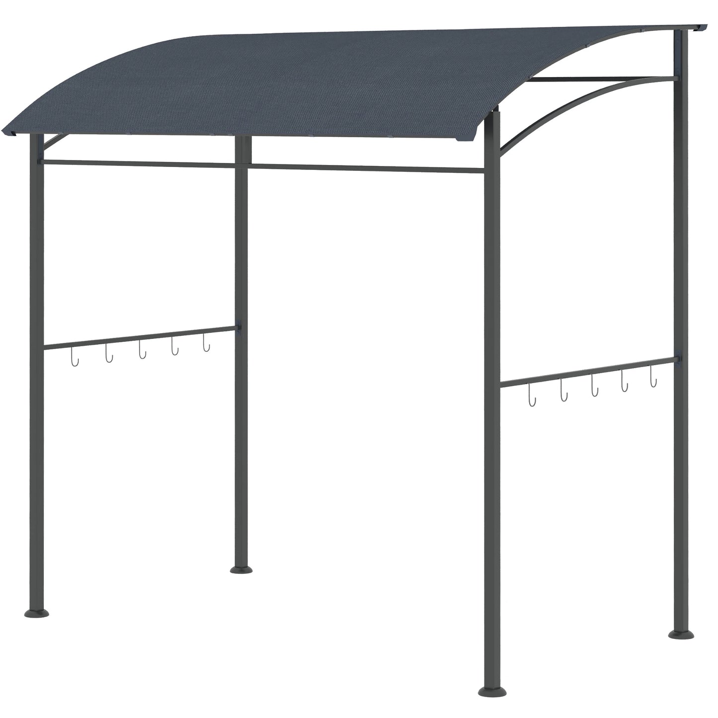 Outsunny 7' x 5' BBQ Grill Gazebo Tent Garden Grill Metal Frame and Canopy with Hooks Outdoor Sun Shade