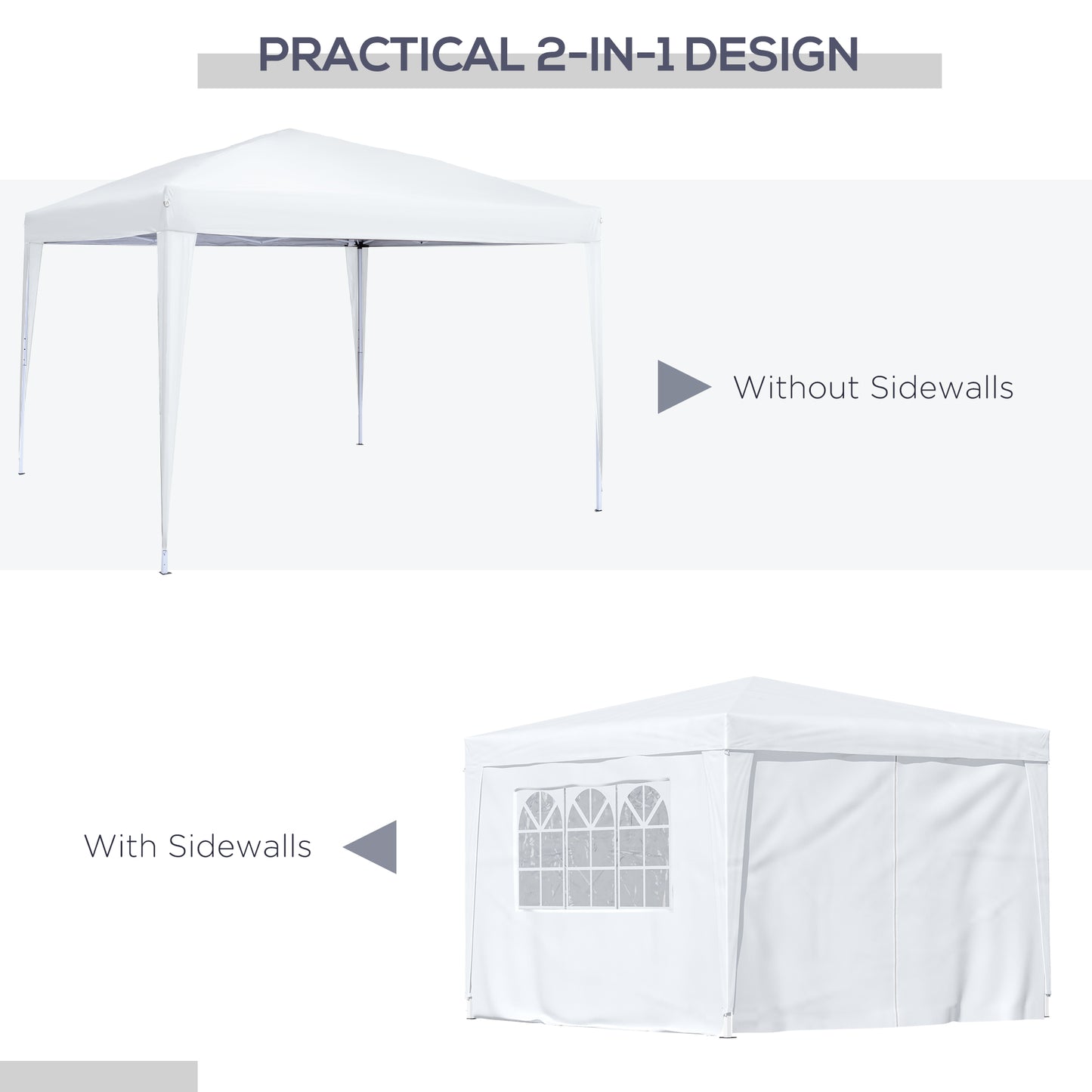 Outsunny 10x10FT Pop-up Canopy Folding Tent Gazebo Party Wedding Tent White