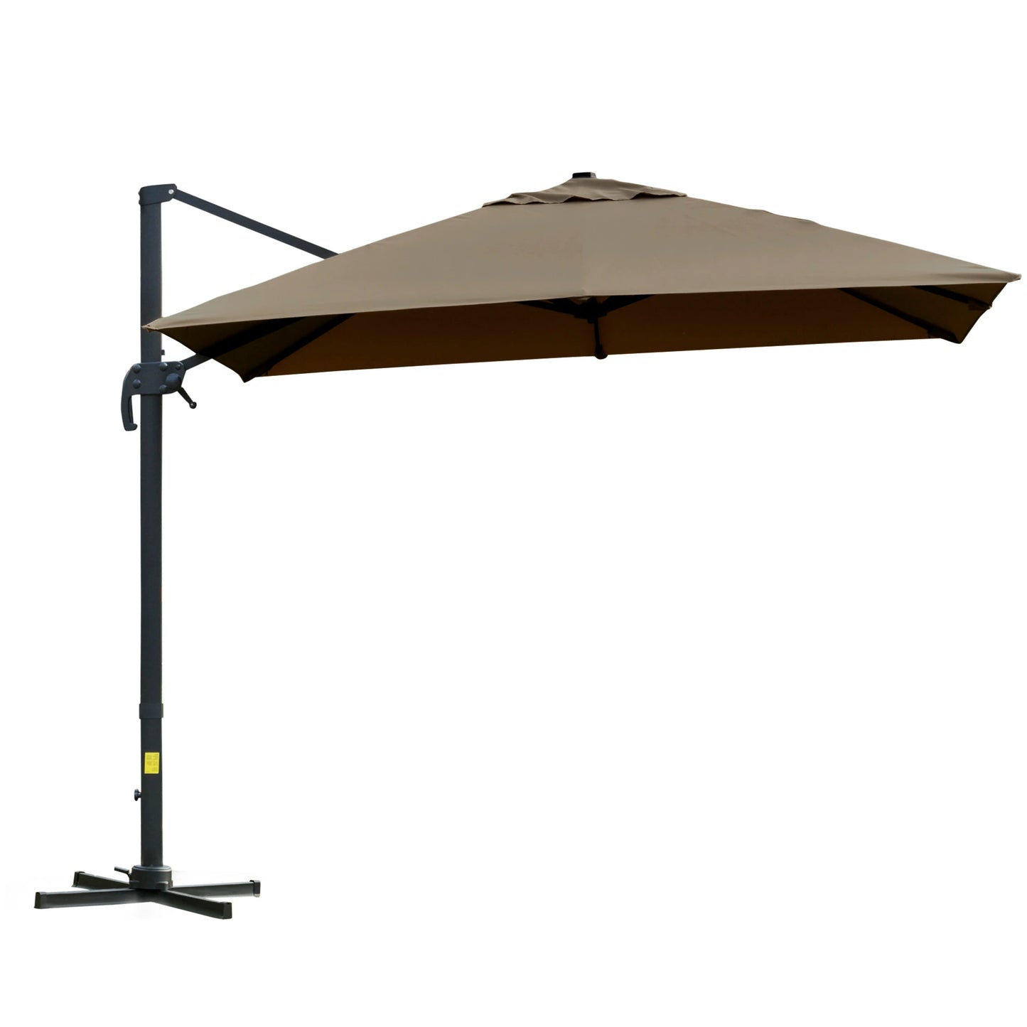 Outsunny 10x10ft Cantilever Umbrella Rotatable Square Top Market Parasol with 4 Adjustable Angle for Backyard Patio Outdoor Area Coffee