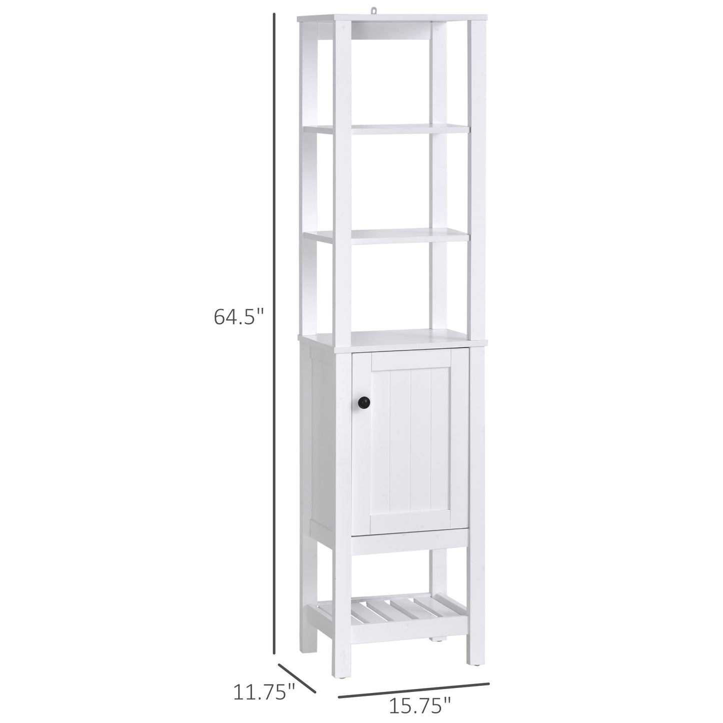 Freestanding Wood Bathroom Storage Tall Cabinet Organizer Tower with Shelves & Compact Design, White