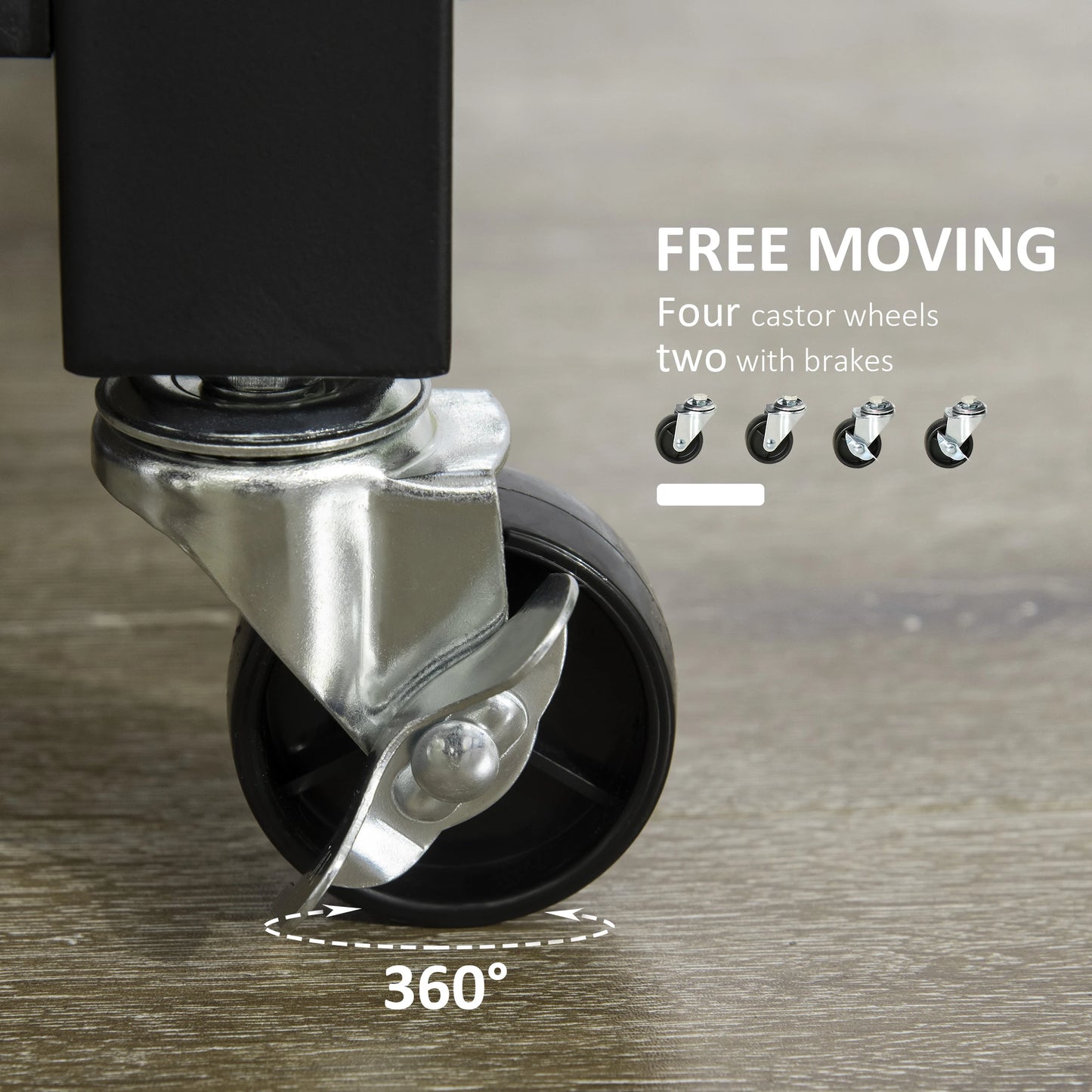 Kitchen Trolley Utility Cart on Wheels with Storage Shelves & Drawer for Dining Room, Dark Oak