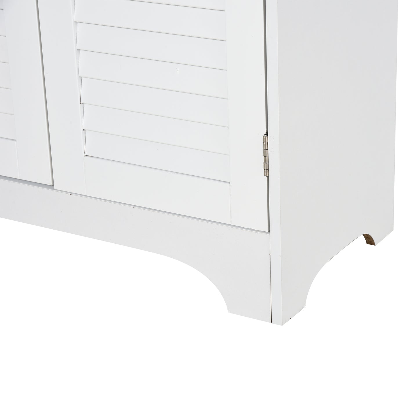 Freestanding Bathroom Storage Cabinet with Shutter Doors and Adjustable Shelves, Toilet Vanity Cabinet, Narrow Organizer, White