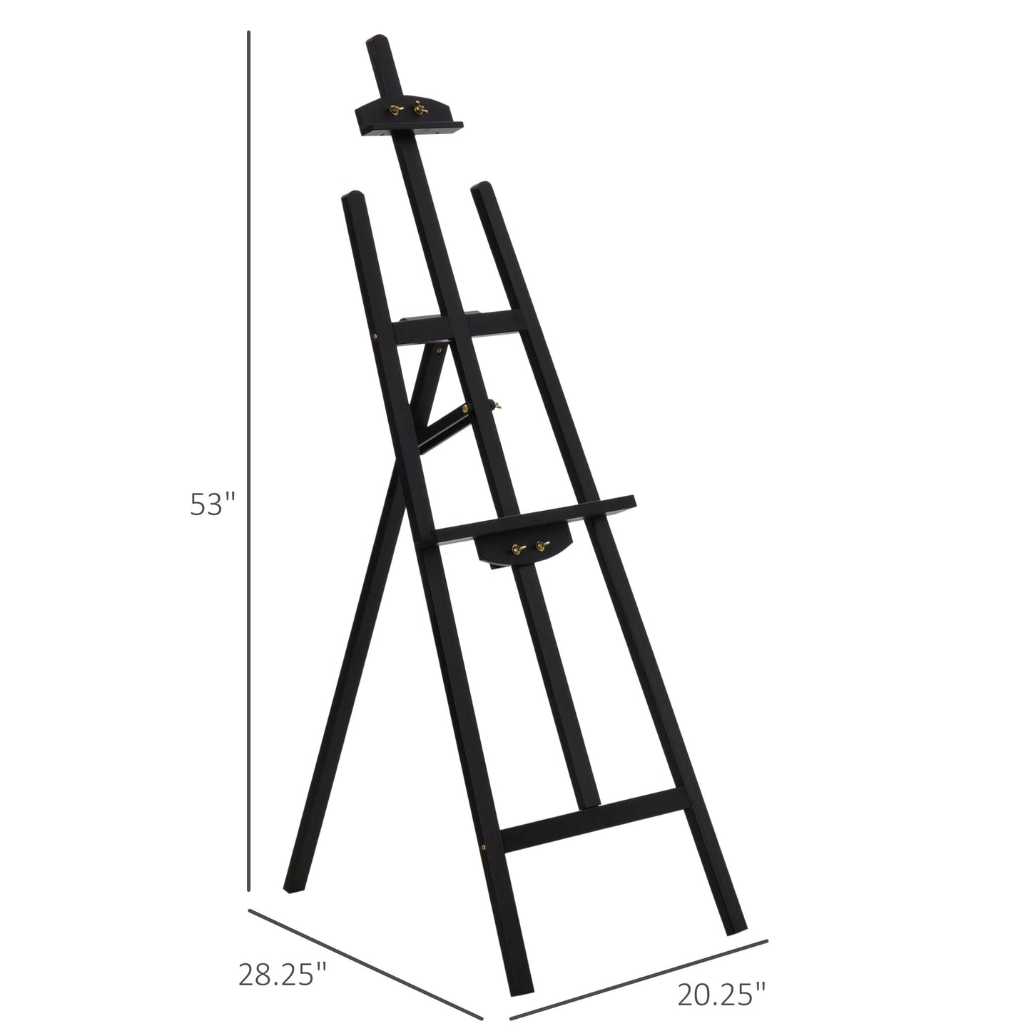 55" Beech Wood Adjustable Folding Art Easel Stand that Tilts up to 90° Degrees with Sturdy Material, Black