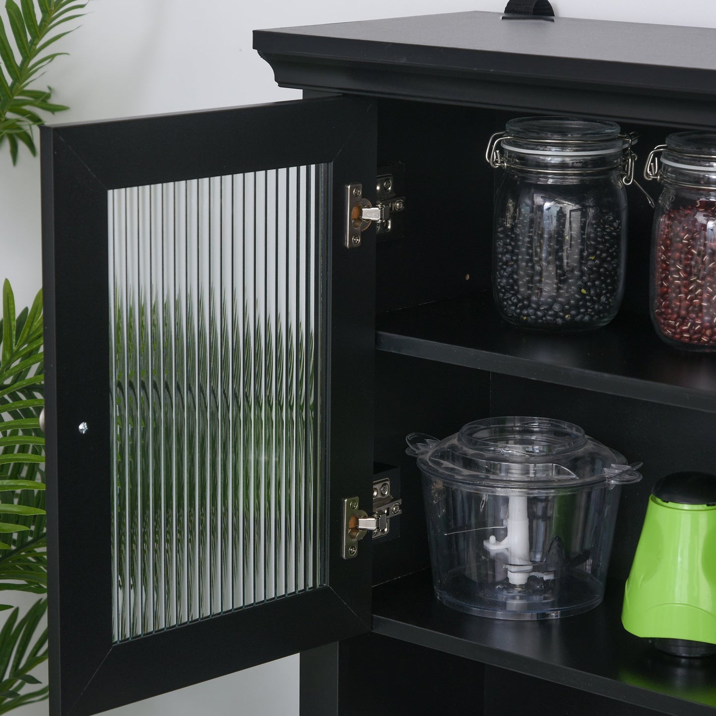 Tall Colonial Style Kitchen Pantry Storage Cabinet W/ Adjustable Shelves Black