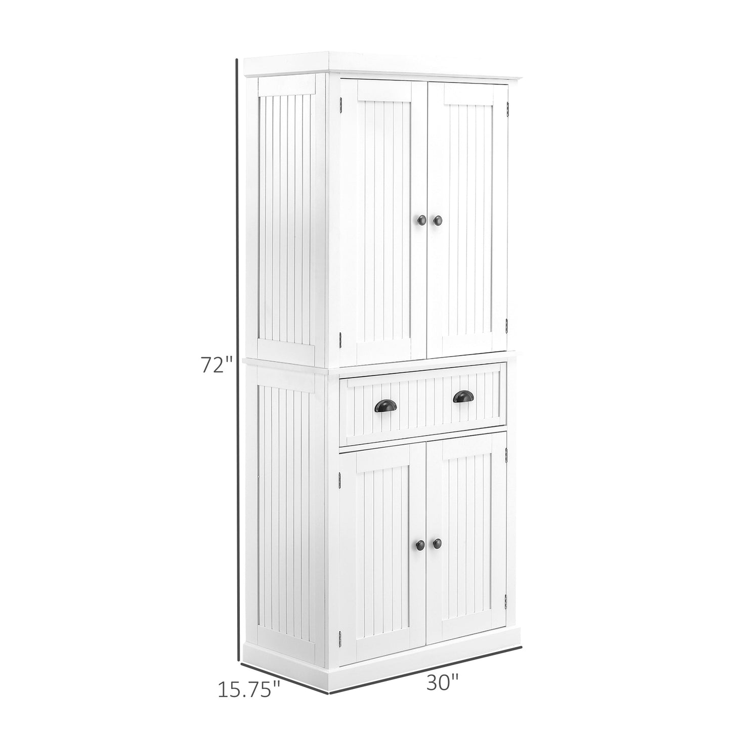 Tall Colonial Style Free Standing Kitchen Pantry Storage Cabinet