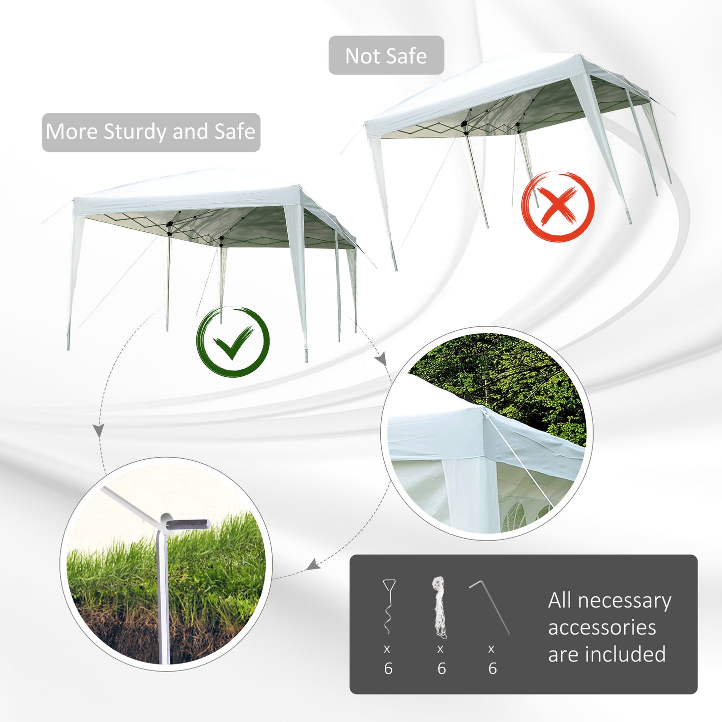 Outsunny 10’x20’ Outdoor Folding Pop Up Party Tent Wedding Gazebo Canopy Patio Shelter with 6 Sidewalls, White