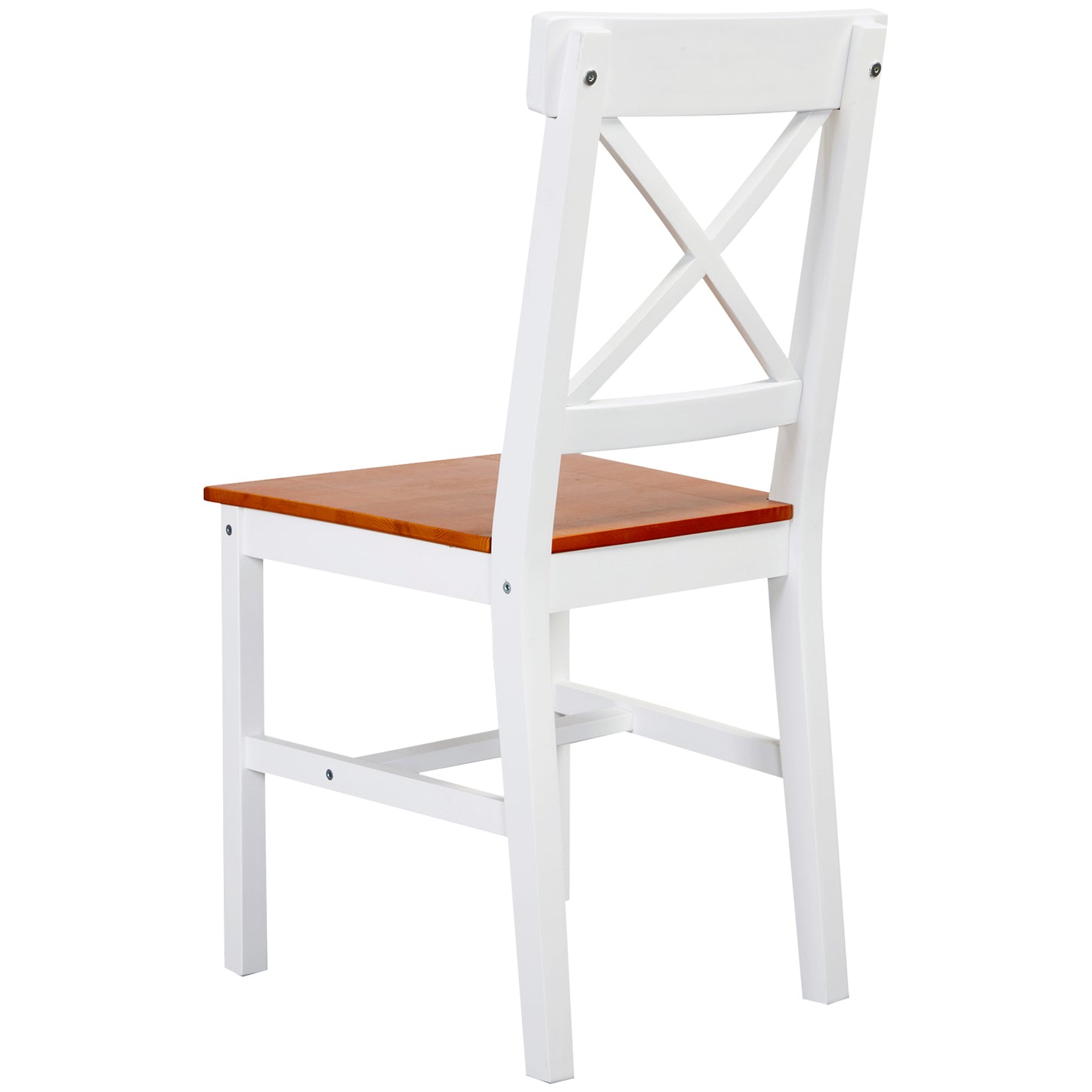 Wooden Dining Chairs Set of 2, Kitchen Chairs with Cross Back, Solid Structure for Living Room and Dining Room, White