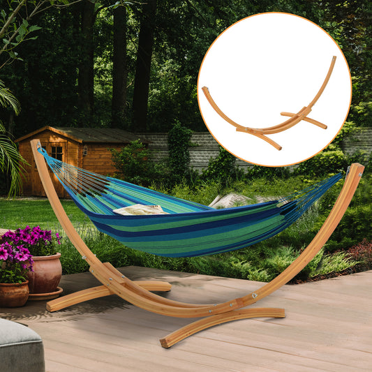 11' Wooden Hammock Stand Universal Garden Picnic Camp Accessories, Curved Arc Design Stand, 264lbs Capacity