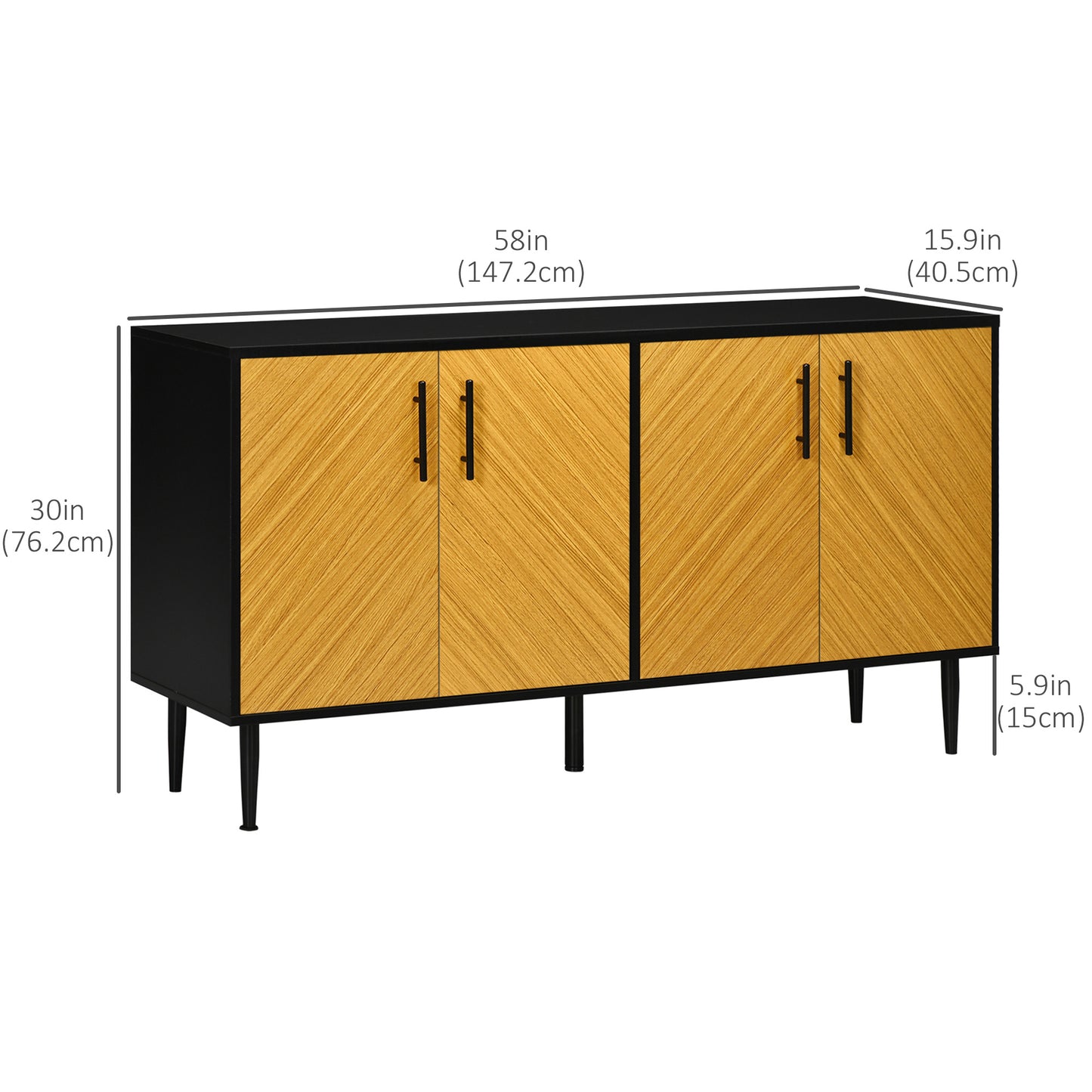 Modern Buffet Sideboard Kitchen Dining Storage Bar Cabinet with Adjustable Shelves Yellow