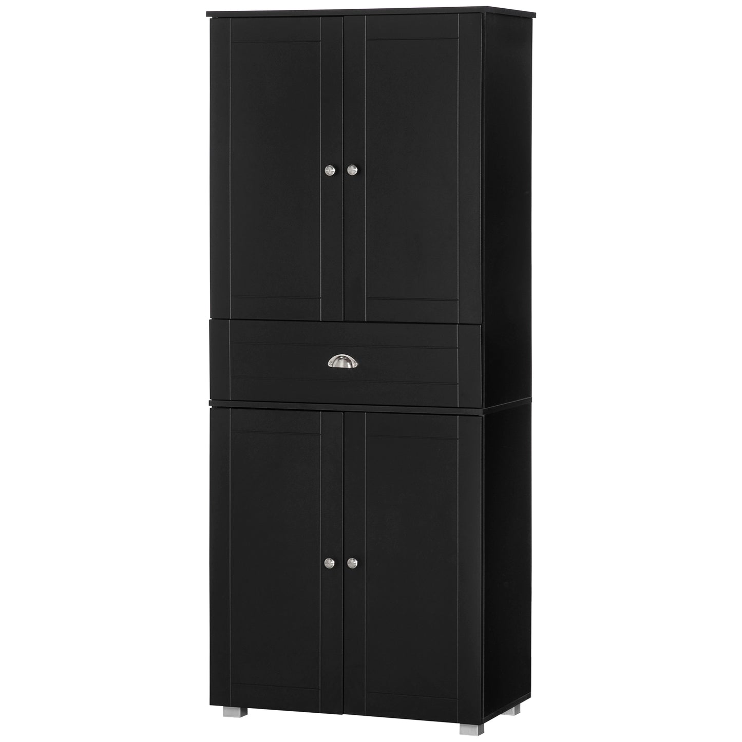 71" Freestanding Kitchen Pantry Storage Cupboard Floor Utility Cabinets with Drawer and 3 Adjustable Shelves for Dining Room, Living Room, Black