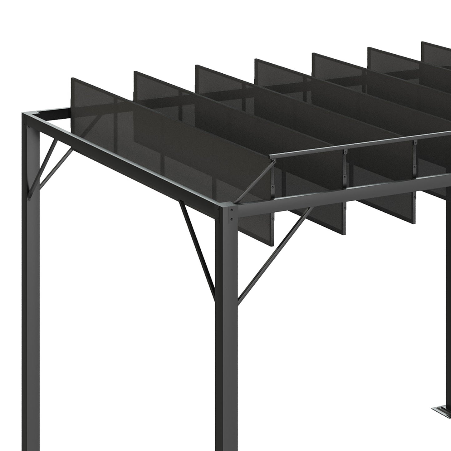 Outdoor Louvered Pergola 9.7' x 8.2' Metal Patio Gazebo Sun Shade Shelter with Adjustable Breathable Mesh Roof, Grey