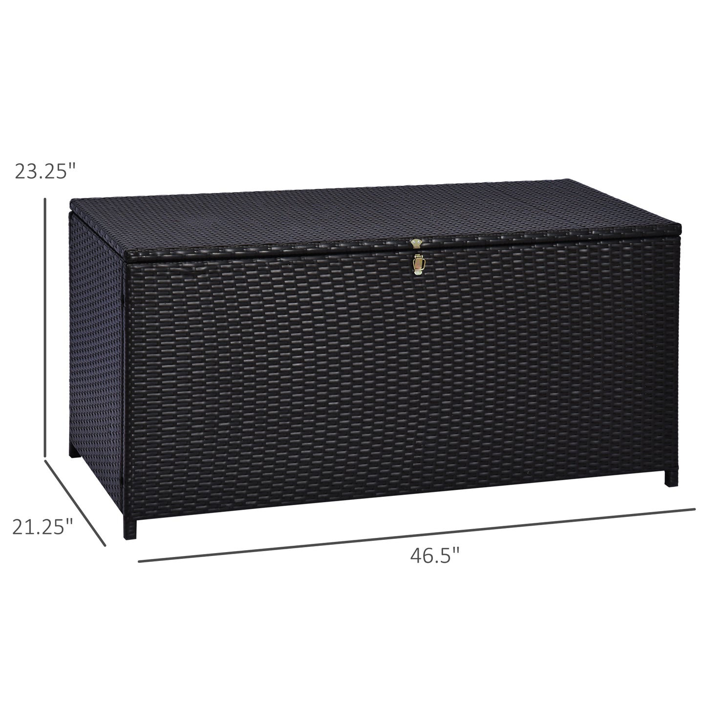 44.5x17x22inch Outdoor Garden Rattan Storage Box Wicker Home Furniture Indoor Storing Unit with Lid Coffee