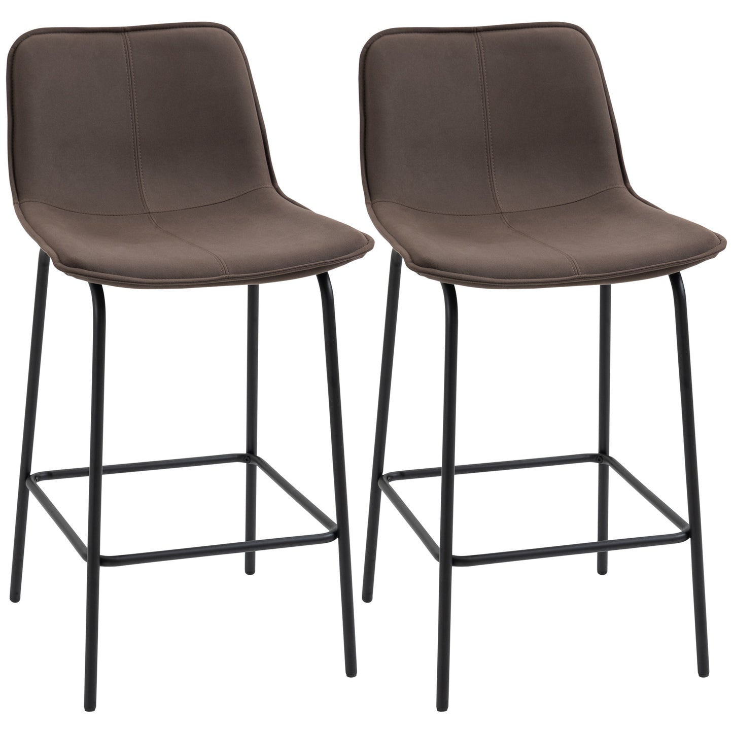 Bar Stools Set of 2, Upholstered Counter Height Bar Chairs, 26" (66 cm) Kitchen Stools with Steel Legs for Dining Area, Kitchen Aisle, Coffee