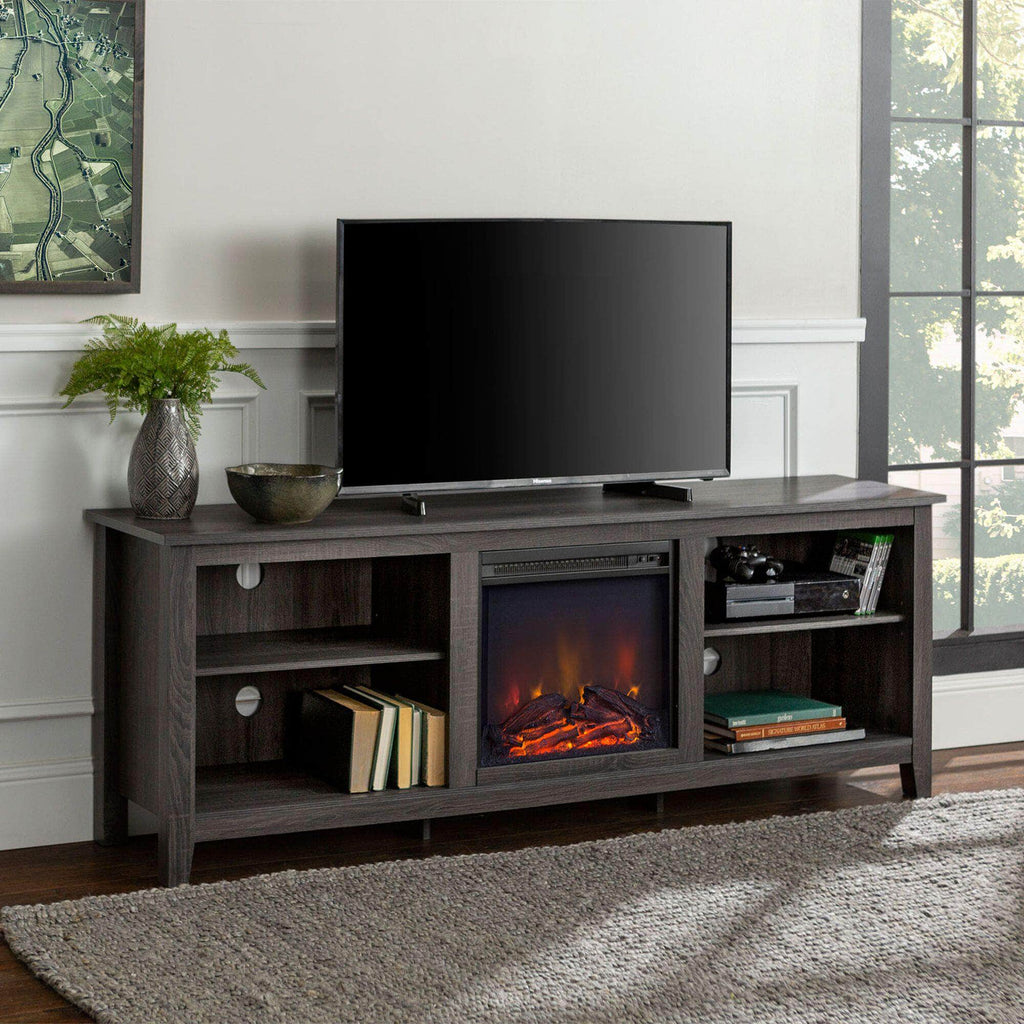 Essential 70" Rustic Farmhouse Electric Fireplace Wood TV Stand - Available in 3 Colours