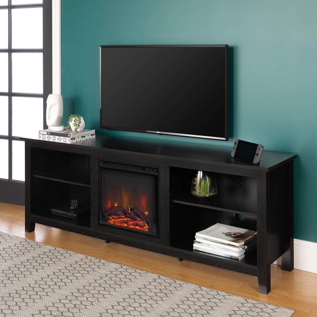 Essential 70" Rustic Farmhouse Electric Fireplace Wood TV Stand - Available in 3 Colours