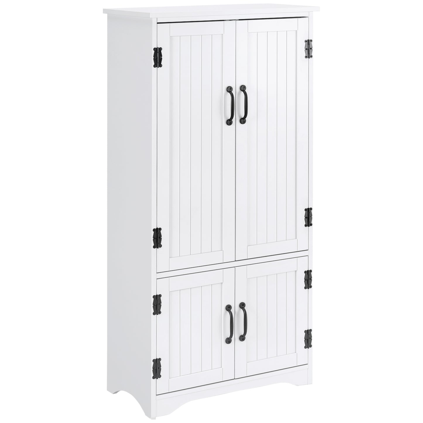 Accent Floor Storage Cabinet Kitchen Pantry with Adjustable Shelves and Doors, White