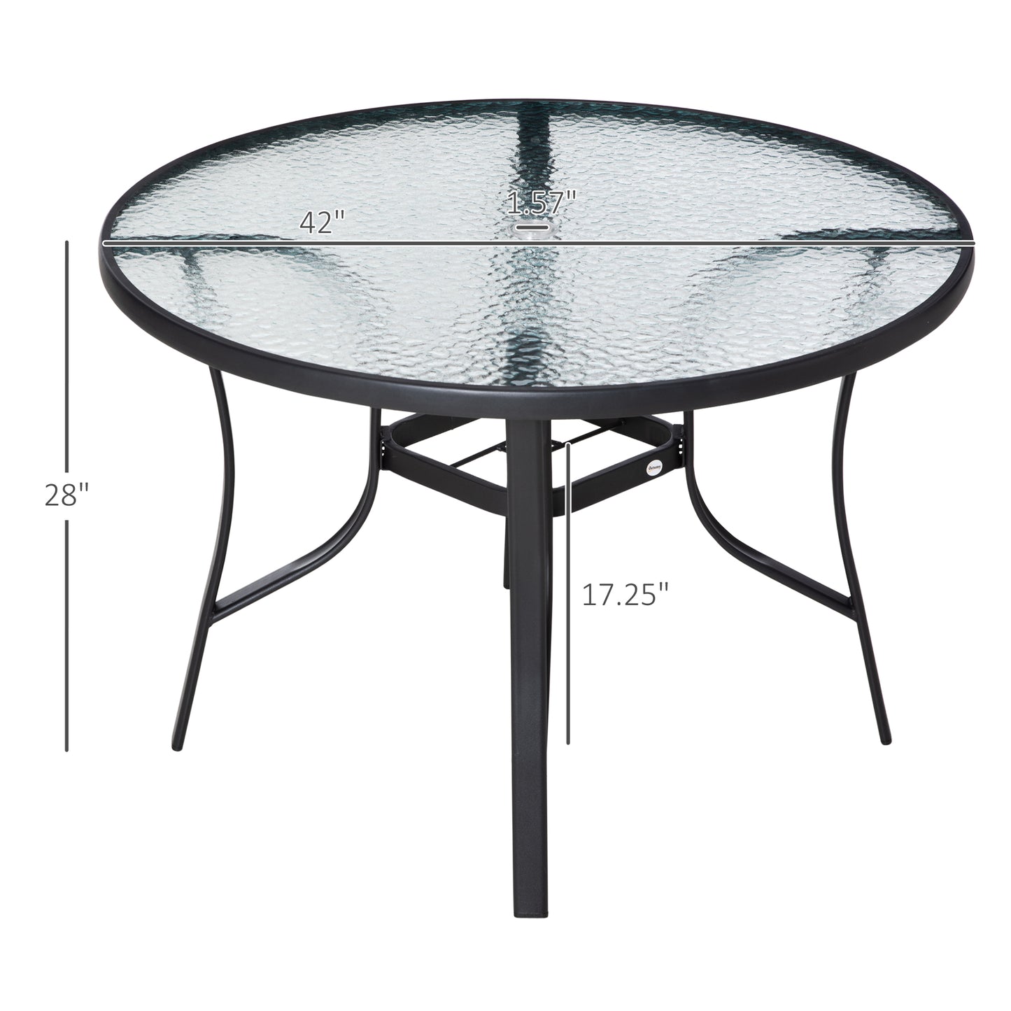 Outsunny 42 inch Patio Dining Table with Umbrella Hole Round Outdoor Bistro Table for Garden Lawn Backyard, Steel