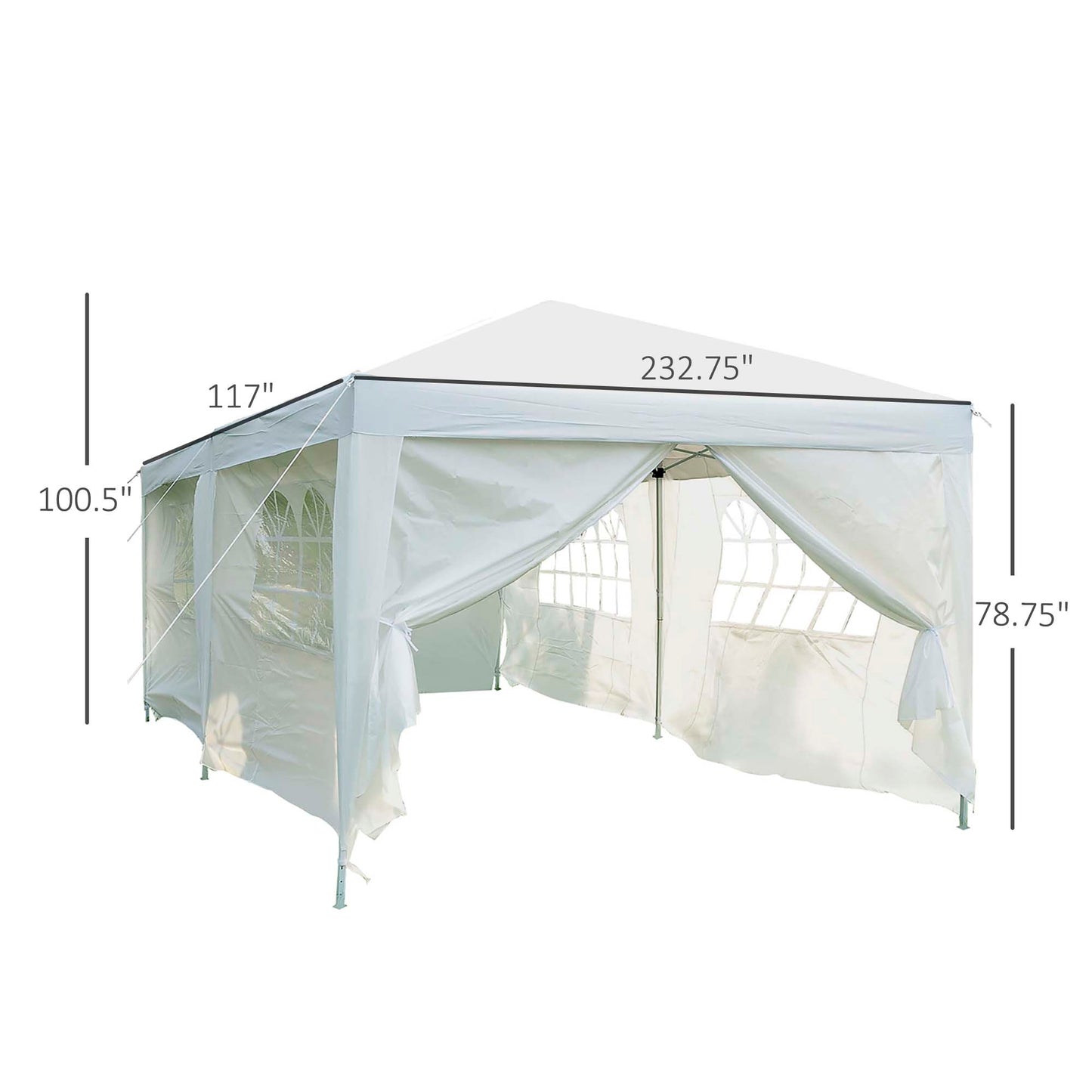 Outsunny 10’x20’ Outdoor Folding Pop Up Party Tent Wedding Gazebo Canopy Patio Shelter with 6 Sidewalls, White