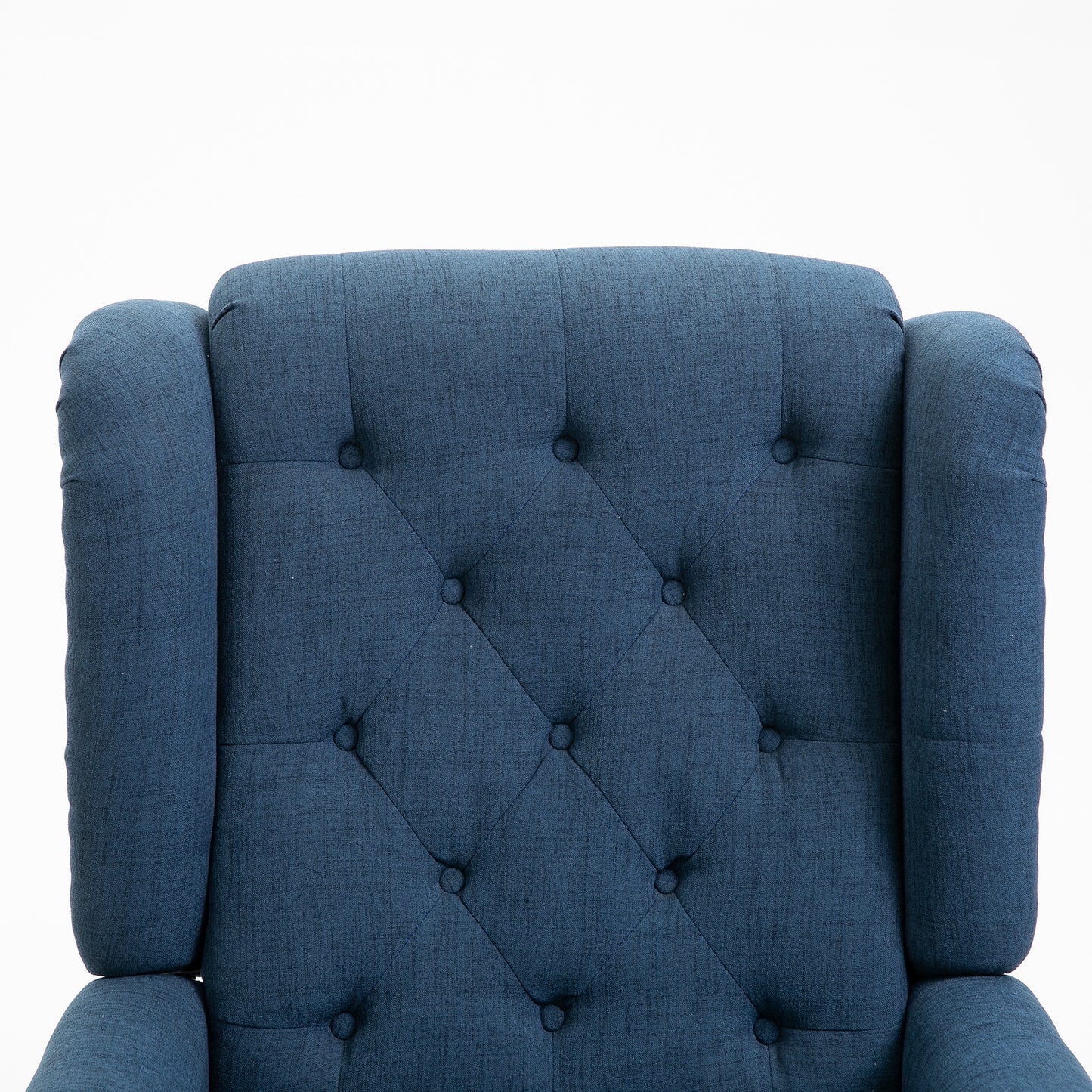 Button-Tufted Accent Chair with High Wing Back, Rounded Cushioned Armrests and Thick Padded Seat, Blue