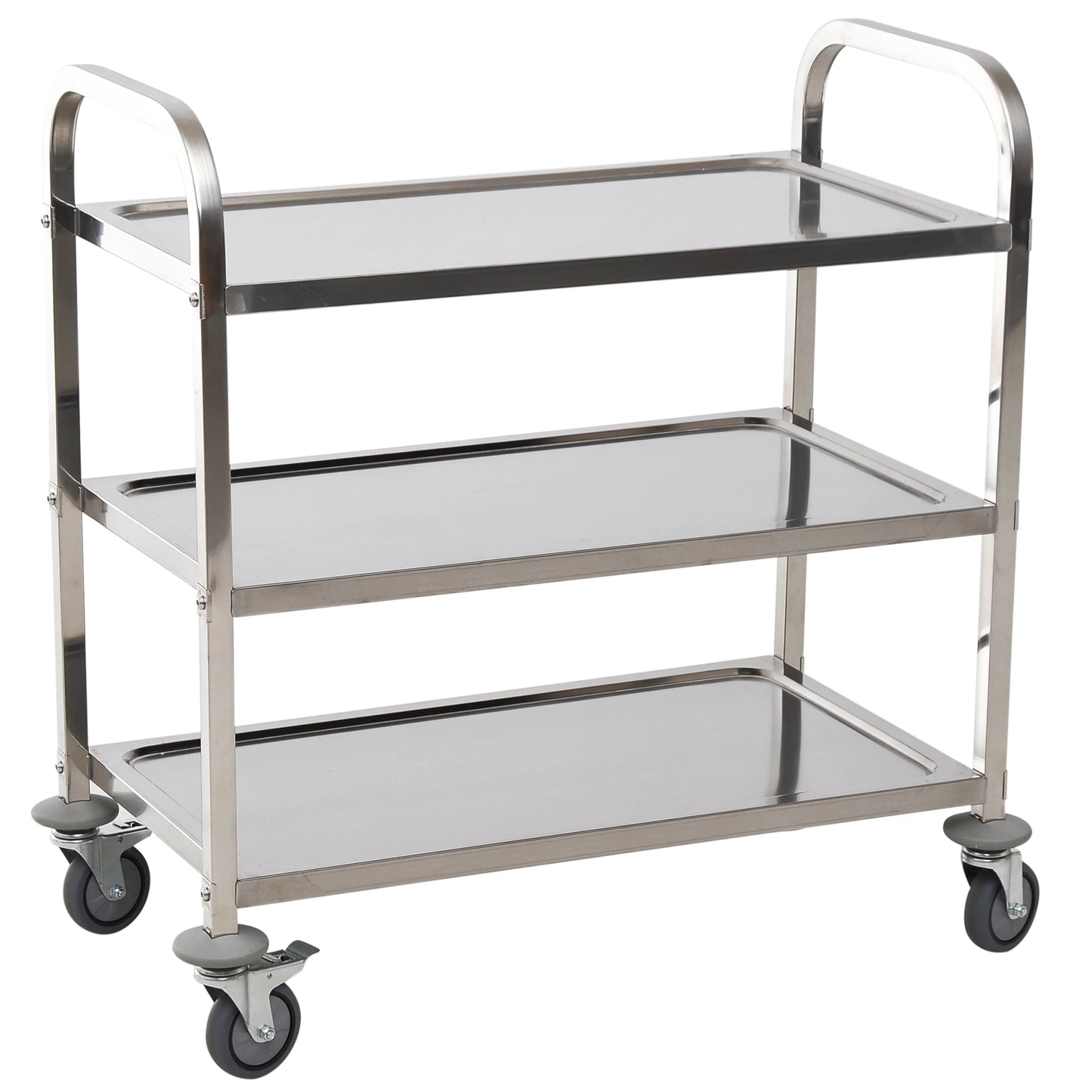 33" 3-Tier Kitchen Trolley Medical Treatment Laboratory Equipment Carts, Stainless Steel Rolling Kitchen Island, Wheeled Storage Utility Serving Cart, 330LBS Heavy Gauge