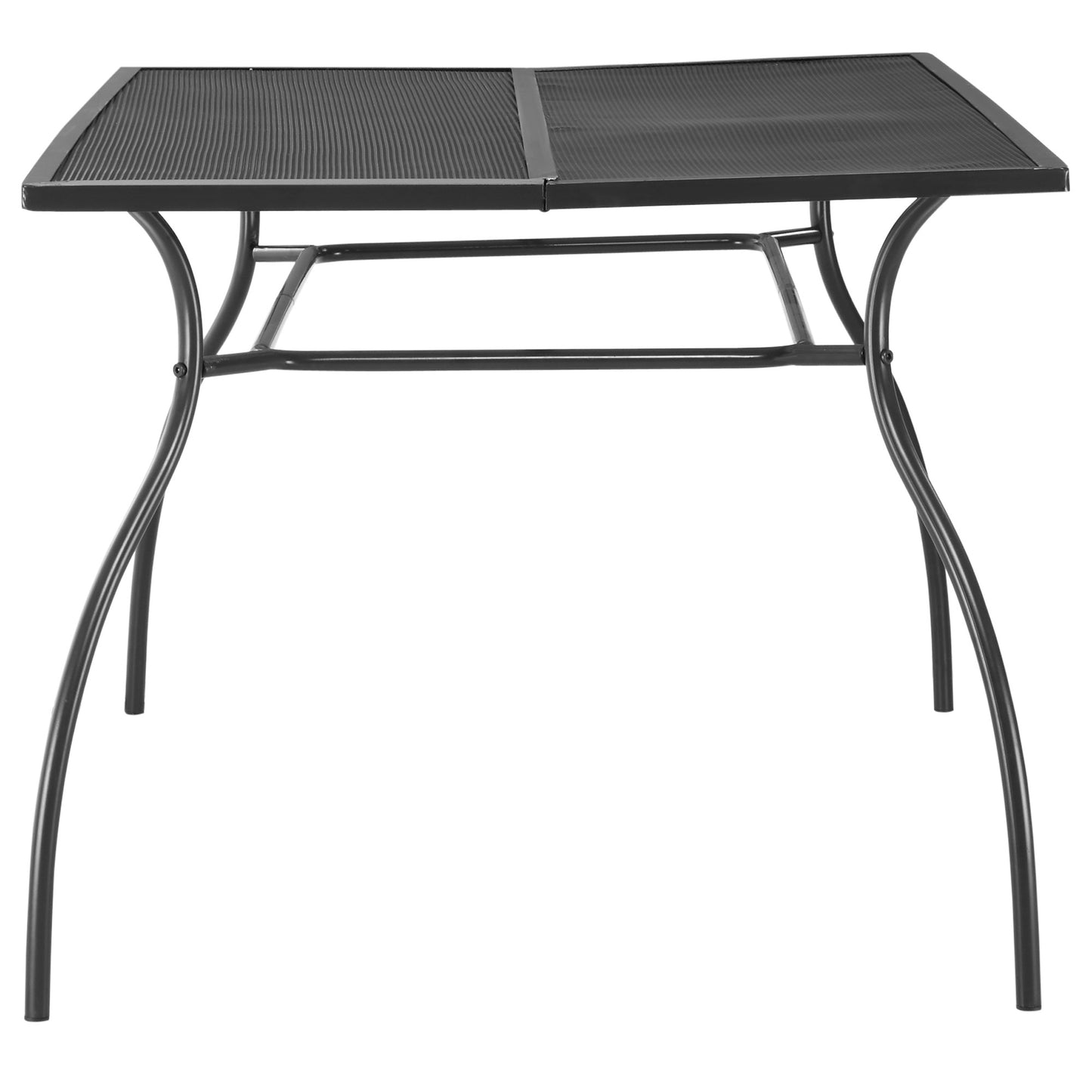 Outsunny Patio Dining Table for 6, 59" Rectangular Metal Outdoor Table with Mesh Tabletop for Garden, Backyard and Lawn, Black