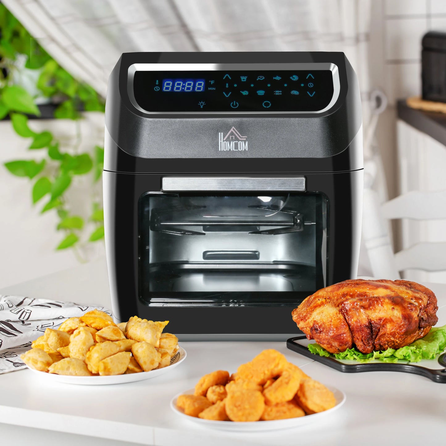 Air Fry Oven, 12Qt 8 In 1 Countertop Oven Combo with Air Fry, Roast, Broil, Bake and Dehydrate, 1700W with Accessories and LED Display, Black