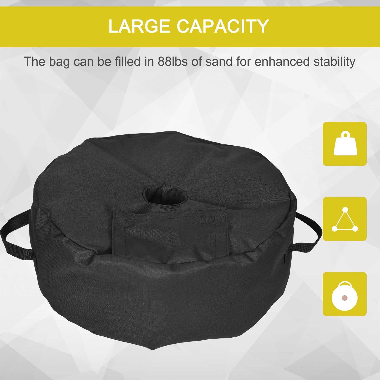 Outsunny 19" Round Patio Umbrella Base Weight Sand Bag Weather Resistant Garden Parasol Weight Base Stand Holder Weights w/ Scoop Up 88lbs Black