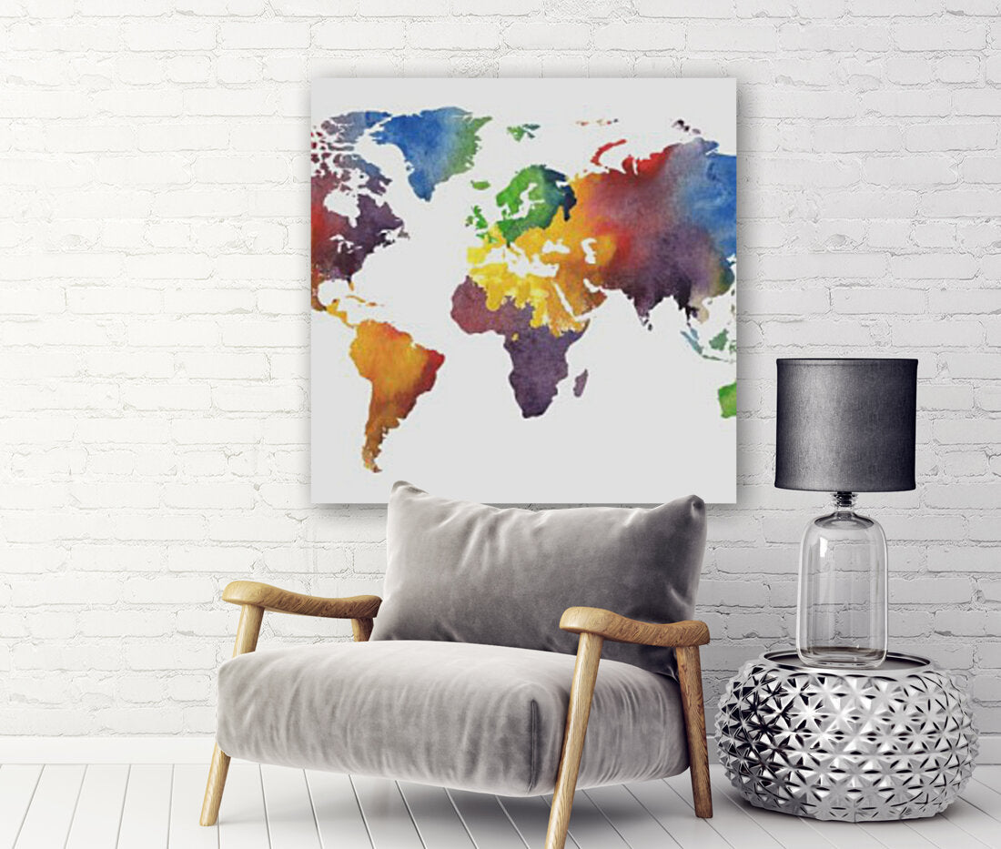 Colorful Map Of The World Watercolor