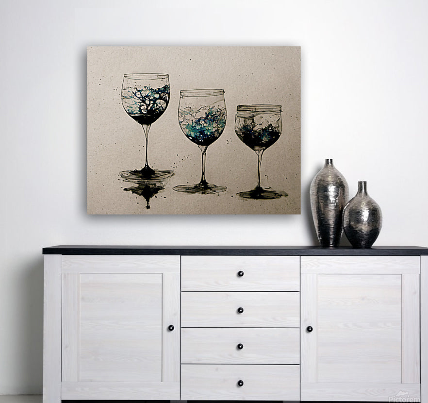 Wine Glasses in Pen and Ink by AIWTF