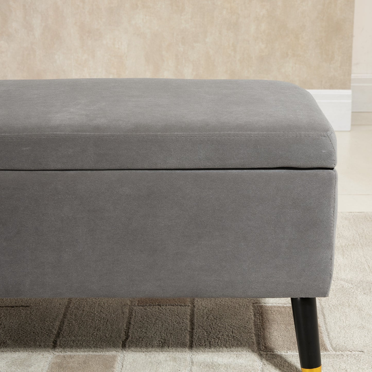 Deluxe Storage Ottoman Bench Footrest Stool Large Storage Space