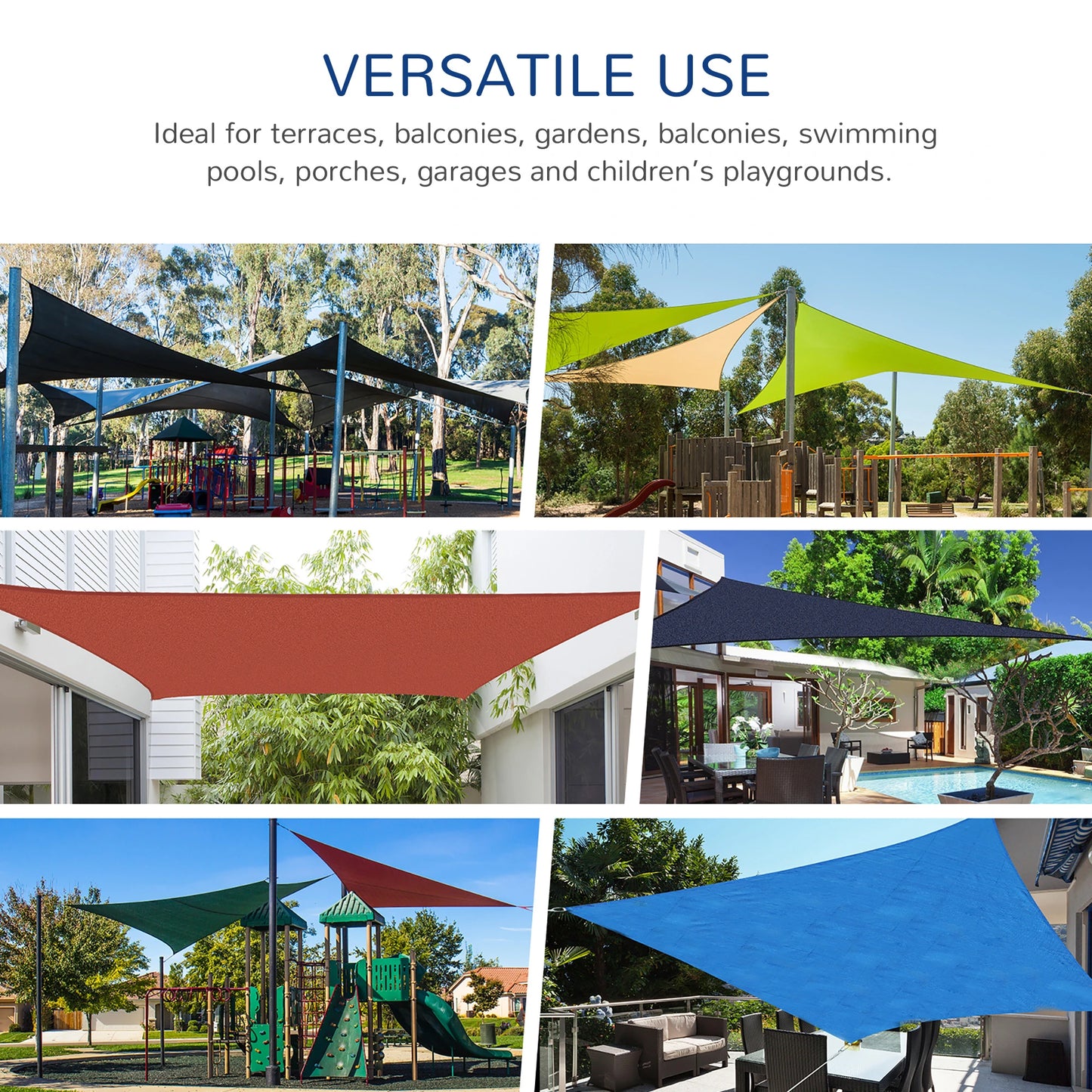 Outsunny 12 ft Triangle Sun Shade Sail Shelter Canopy Blue +Carrying bag