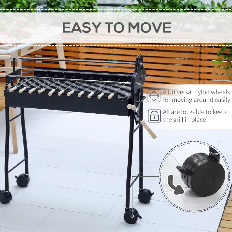 Outsunny Charcoal Trolley BBQ Garden Outdoor Barbecue Cooking Grill Powder Wheel