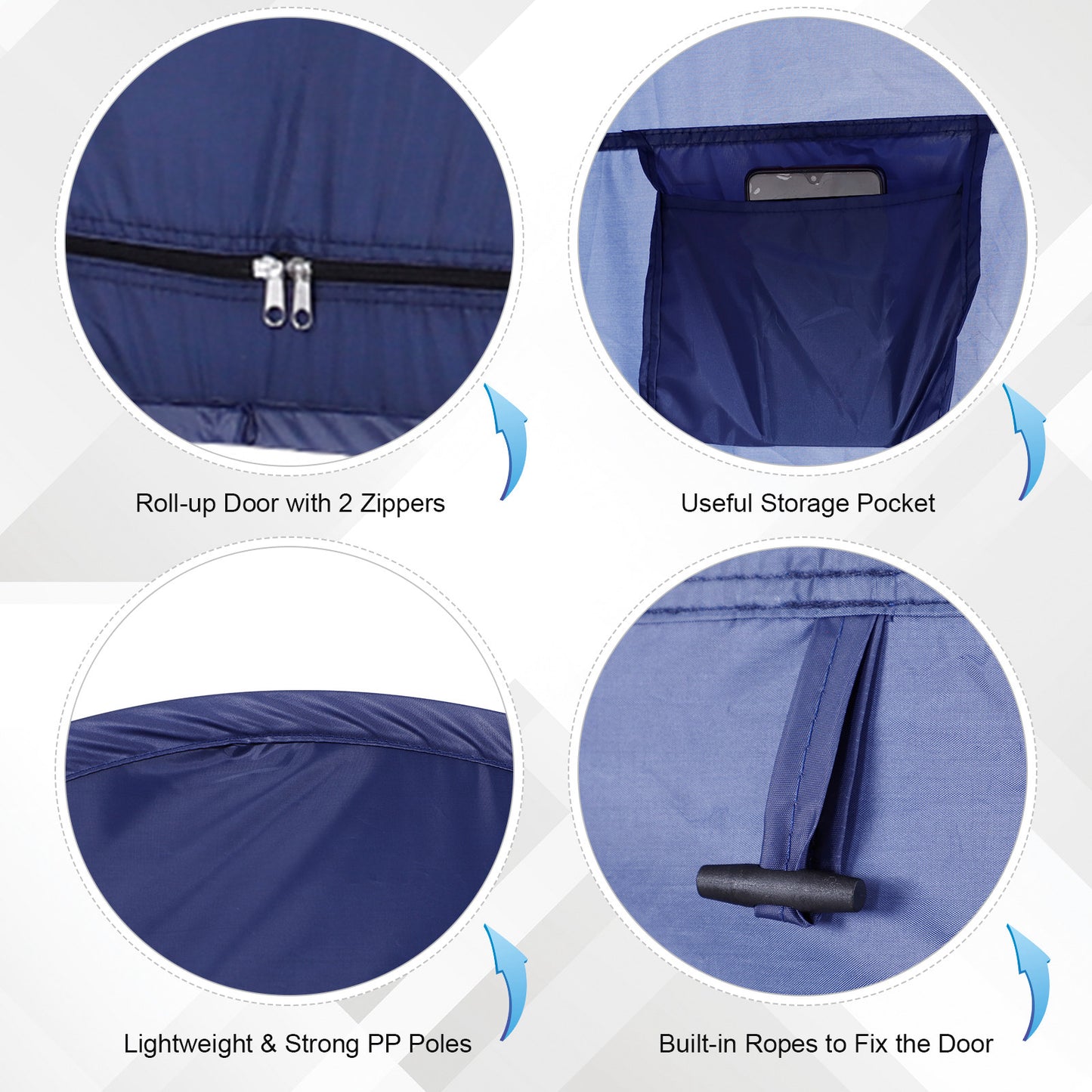 Outsunny Pop Up Camping Shower Tent Portable Dressing Changing Room Privacy Shelter Tents for Outdoor Camping Beach Toilet and Indoor Photo Shoot w/ Carrying Bag Navy Blue