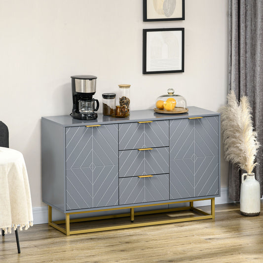 3-Drawer Modern Storage Cabinet Sideboard with Metal Handles Freestanding Dresser for Dining Room, Living Room, Gray