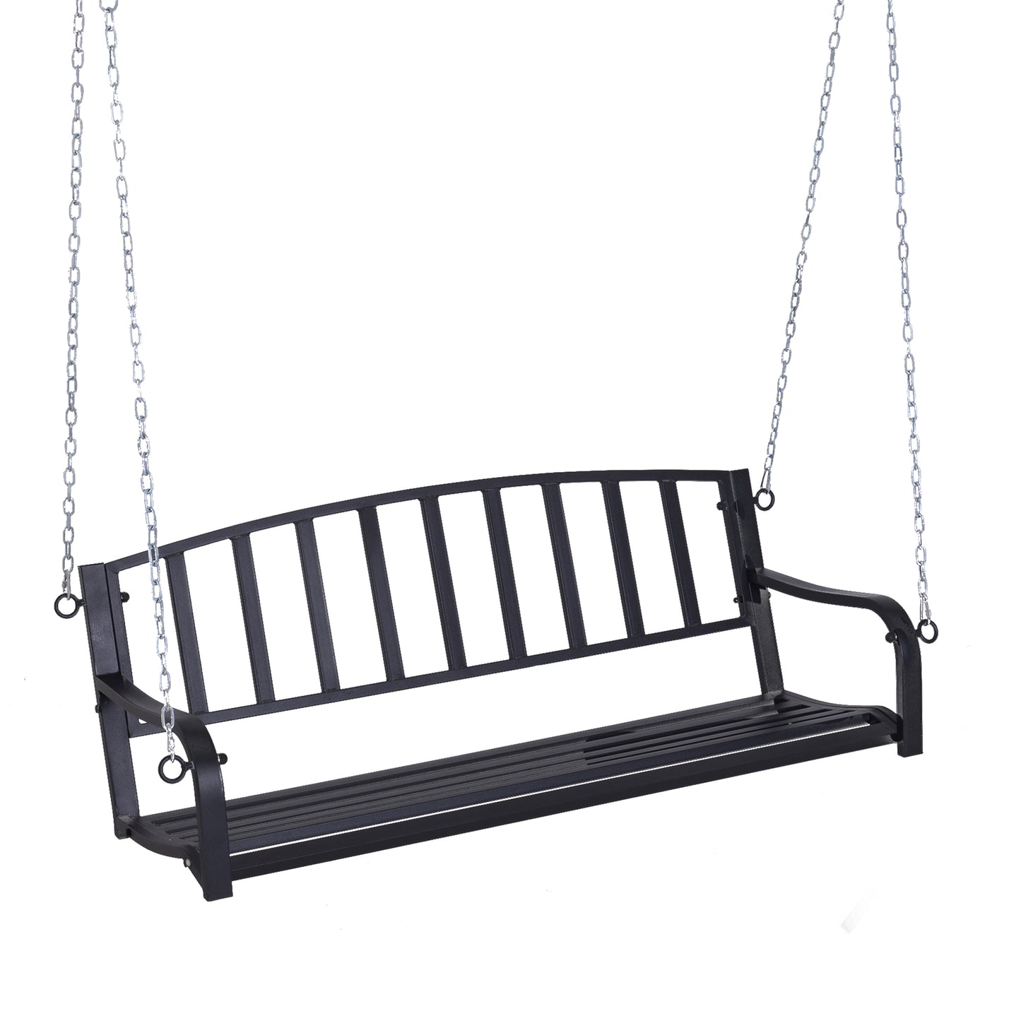 Outsunny 50" Porch Swing Patio Swing Chair Hanging Bench Outdoor Glider Chair with Chain Black