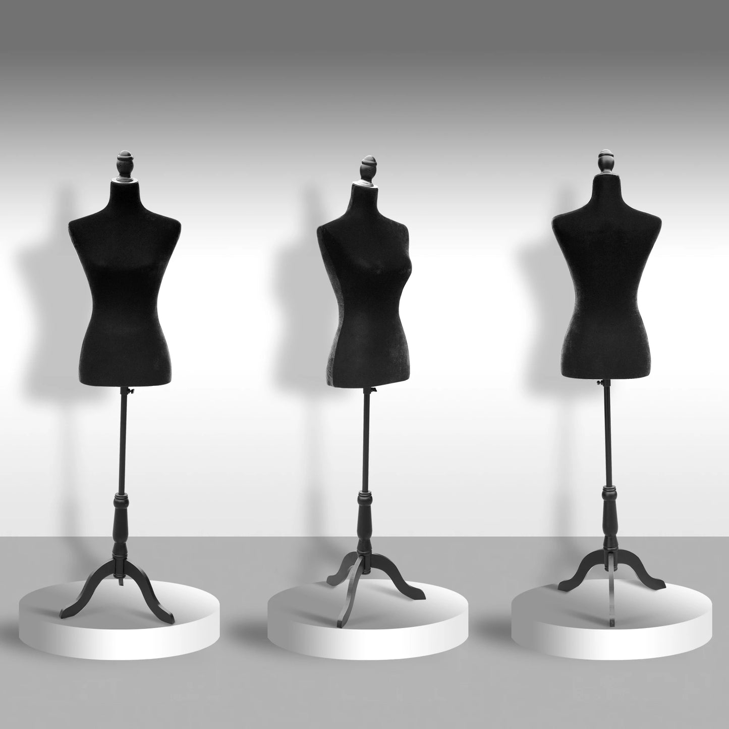 Female Fashion Mannequin Dress Form Torso Dressmaker Stand Clothing Display w/ Base Black