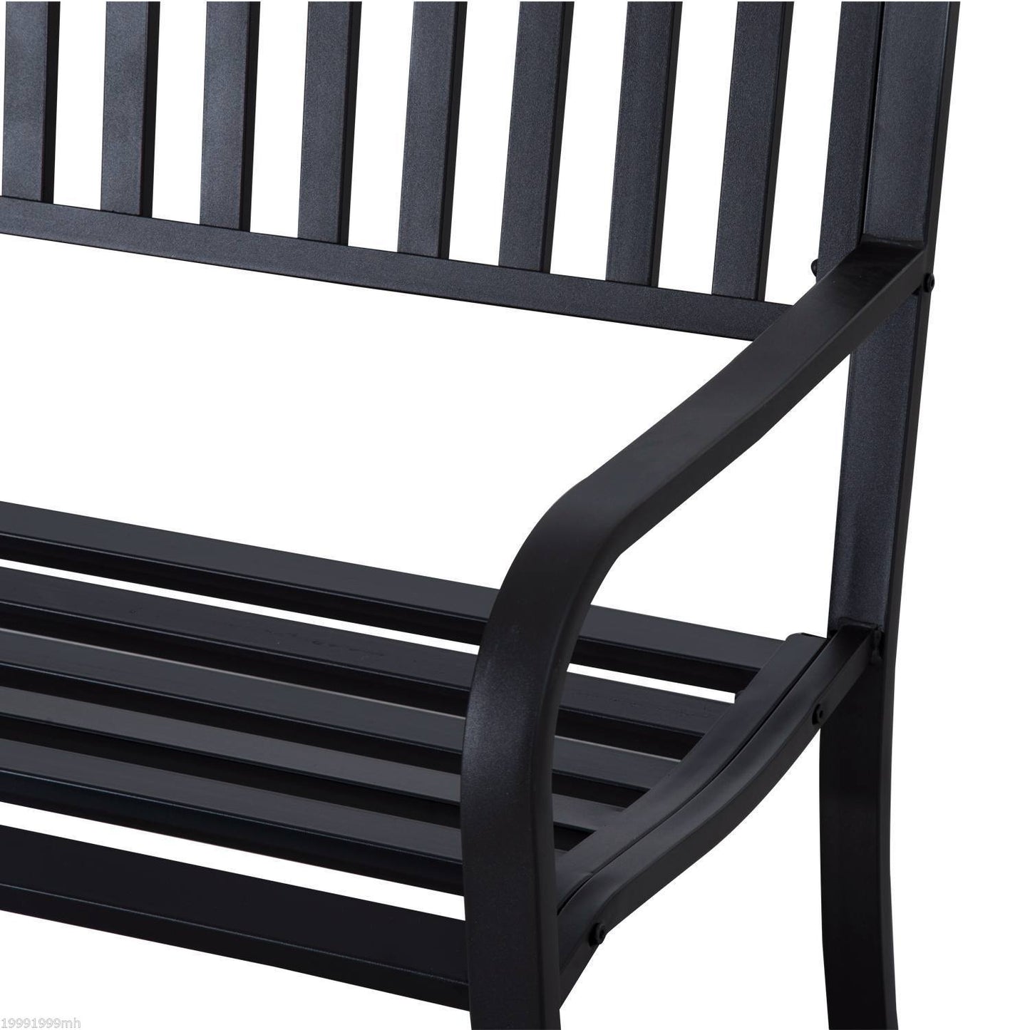 Outsunny 50" Steel Garden Bench Patio Metal Backyard Park Chair Outdoor Seat Furniture Black