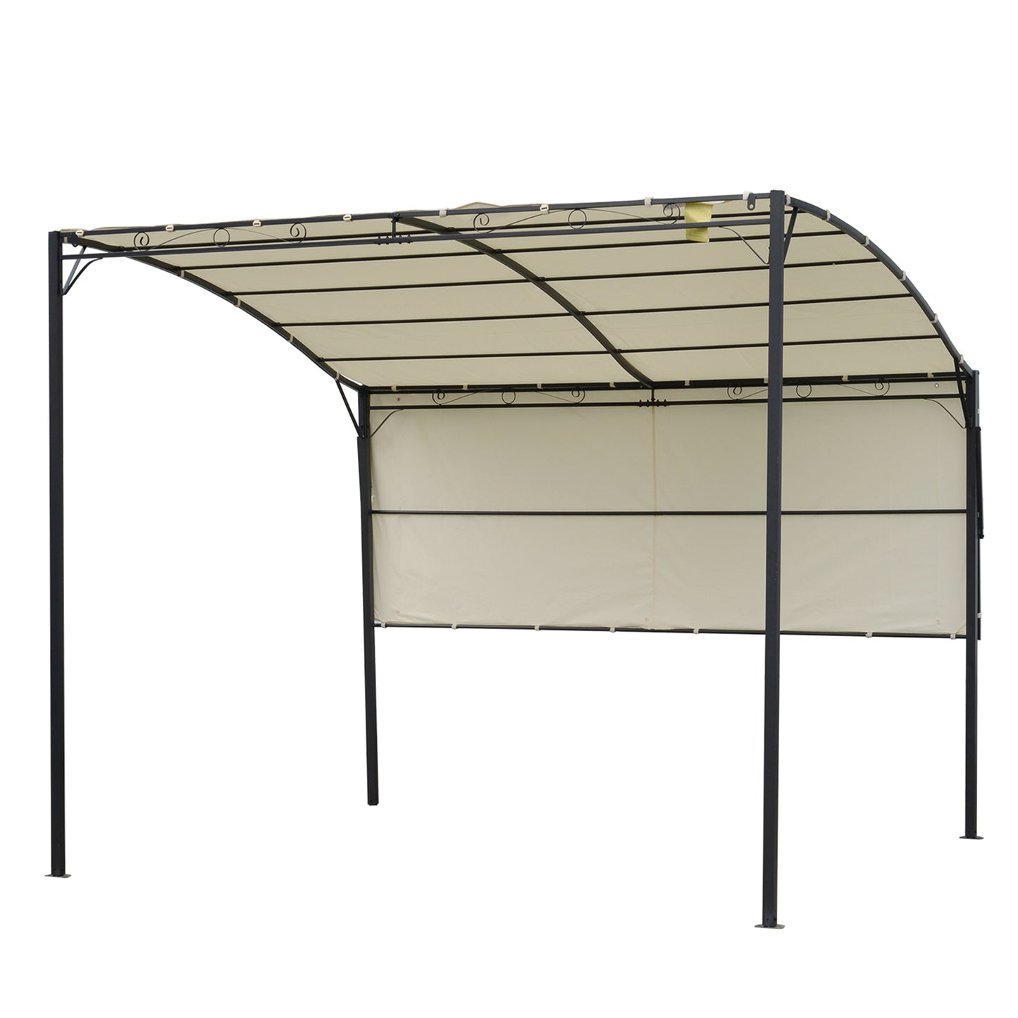 10x8ft Patio Metal Gazebo with Extendable Side Awning Outdoor Shelter Garden Sun Shade Canopy Deck Door Window Awning Cream White