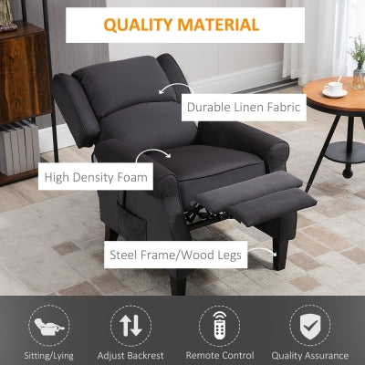 Massage Recliner Chair for Living Room, Push Back Recliner Armchair with Extendable Footrest, Remote Controller, Side Pocket, Black