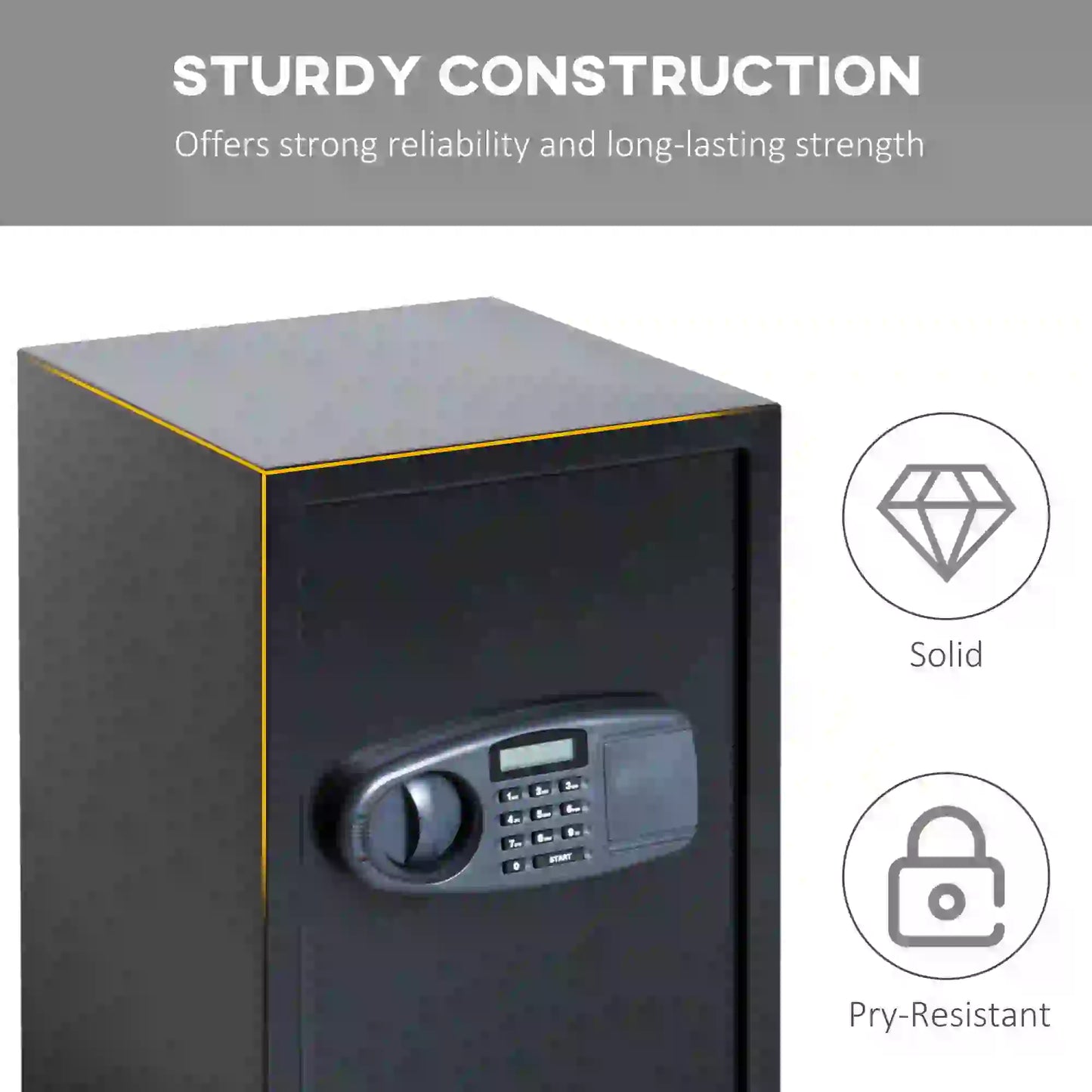 Electronic Wall Safe Box Digital Lock Standing Safety Security Cash Jewelry Home Office Hotel Black