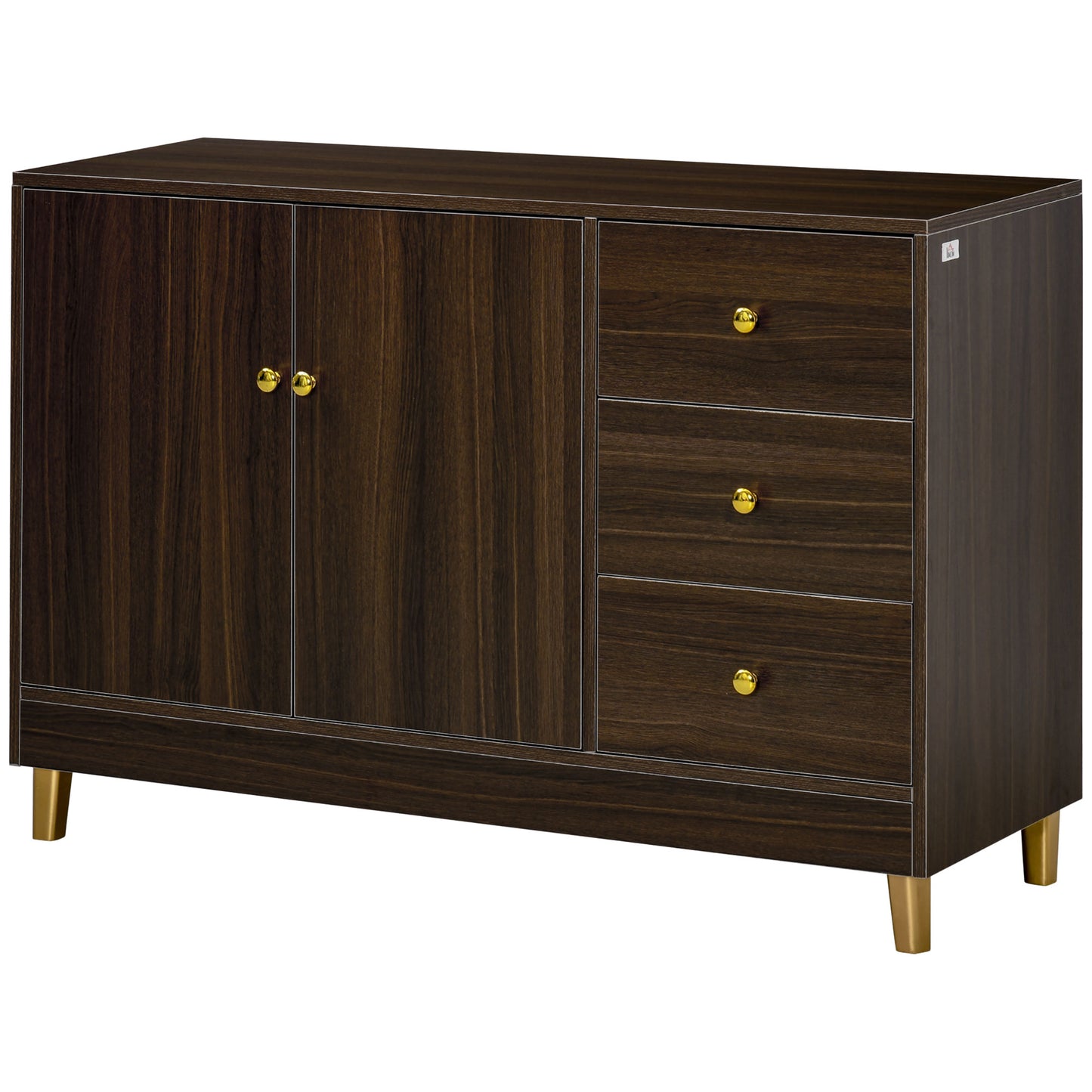 Modern Sideboard, Storage Cabinet, Accent Cupboard with 3 Drawers, Adjustable Shelf for Kitchen, Living Room, Brown