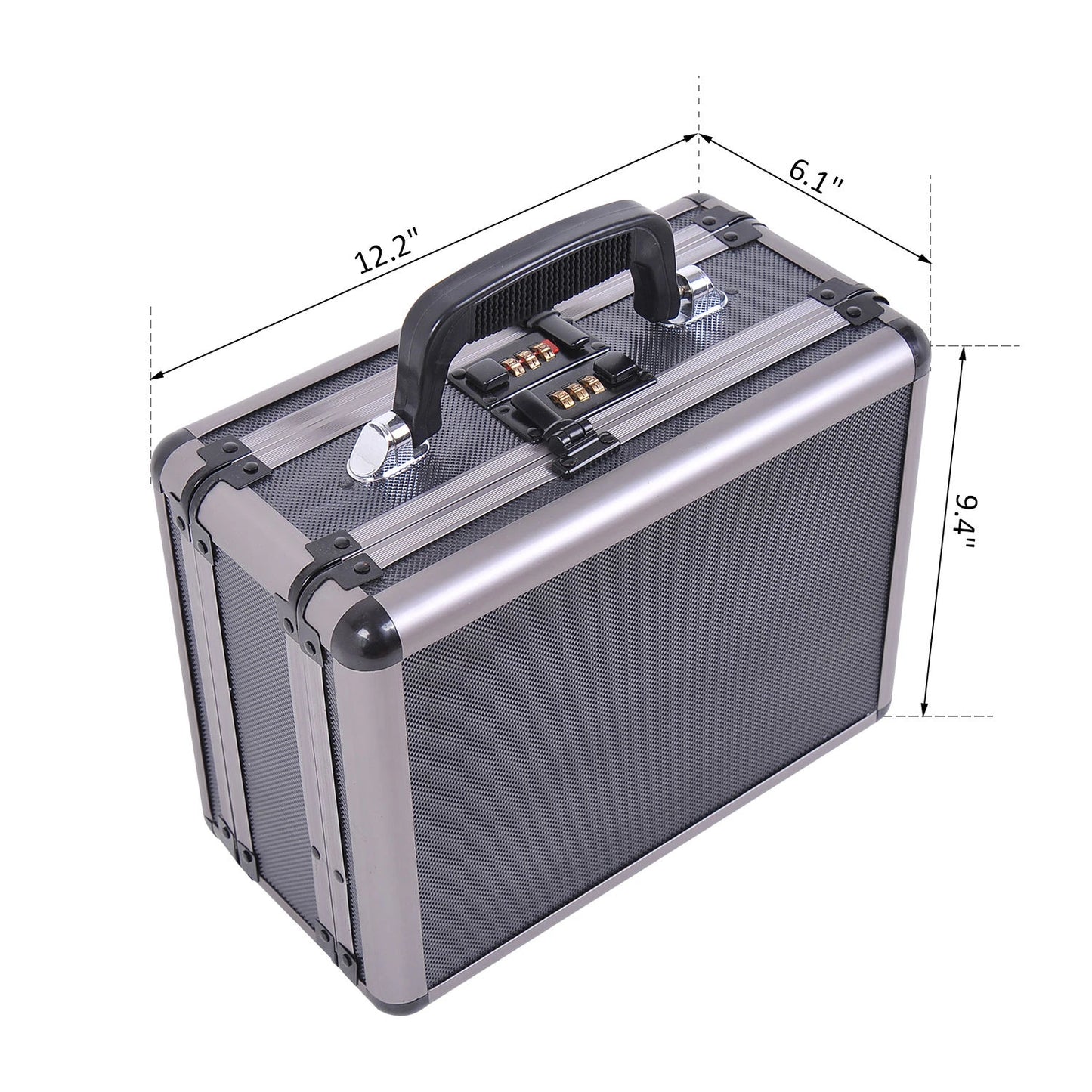 Double Locking Sided Hard Pistol Handgun Case Gun Safe Carry Storage Box with Code Set