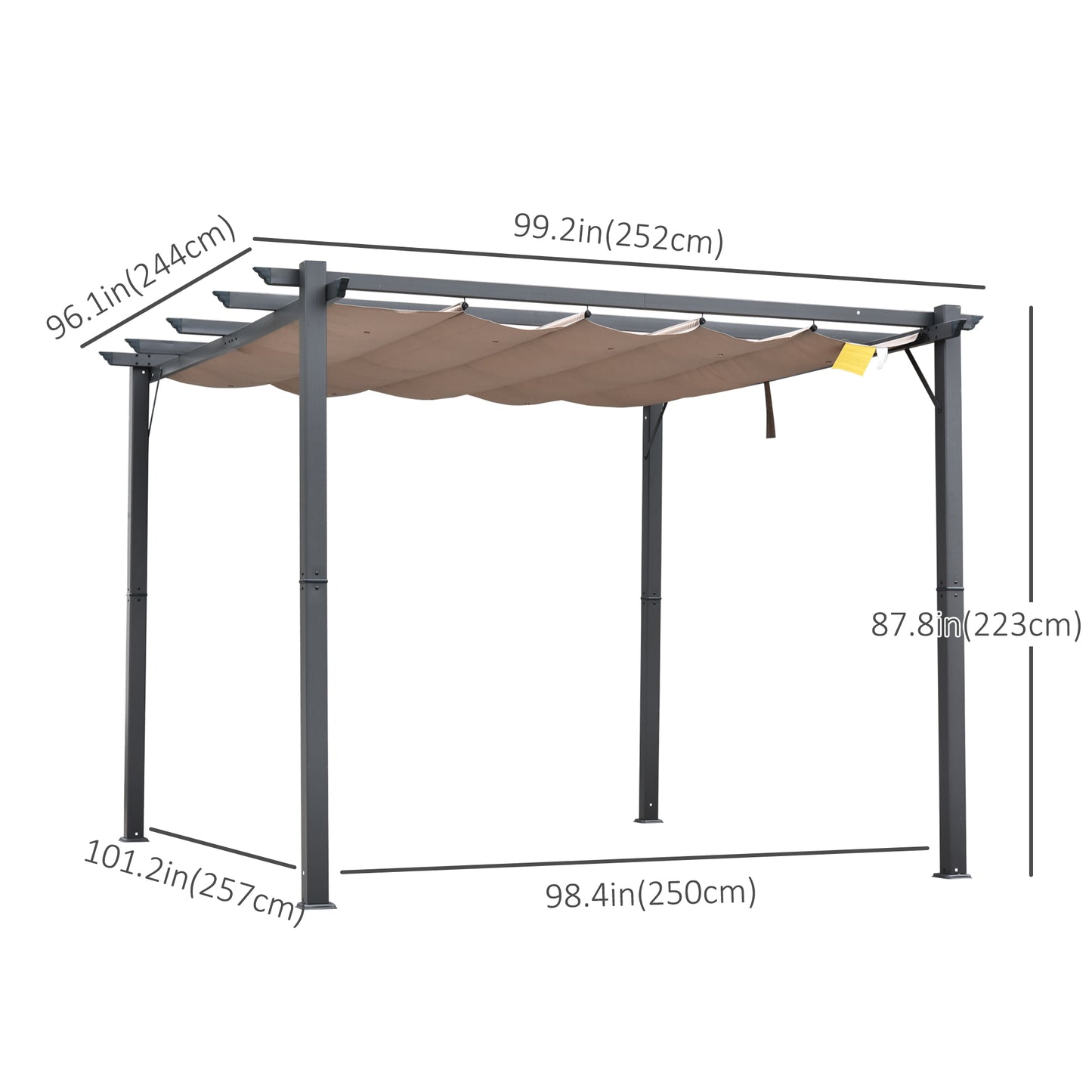 10' x 10' Outdoor Retractable Pergola Canopy, Aluminium Gazebo, Grape Trellis Sunshade Shelter for Backyard, Deck, Garden, Gray Frame