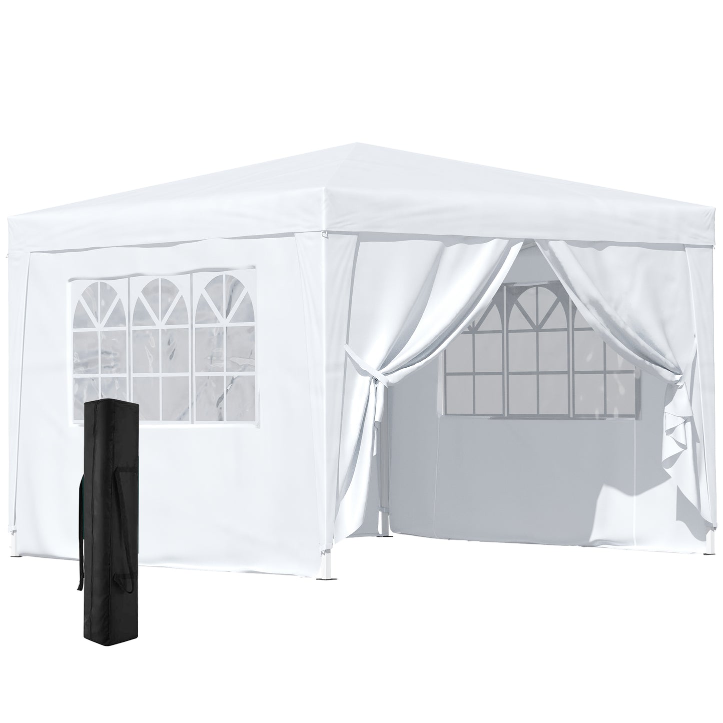 Outsunny 10x10FT Pop-up Canopy Folding Tent Gazebo Party Wedding Tent White